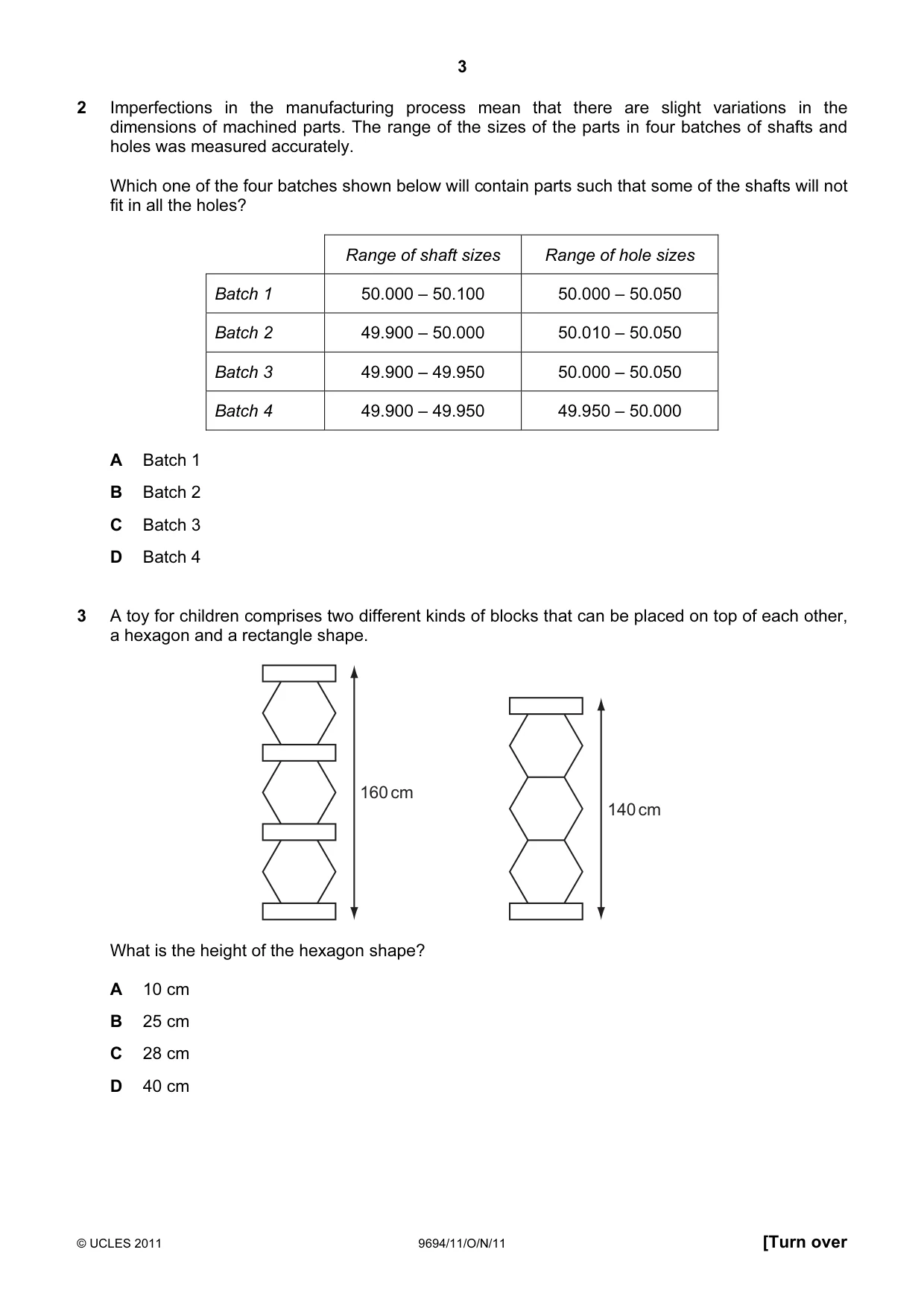 Cambridge A Level Thinking Skills 9694 2011 Oct/Nov Paper 1 · Variant 1 question paper, page 3 of 20