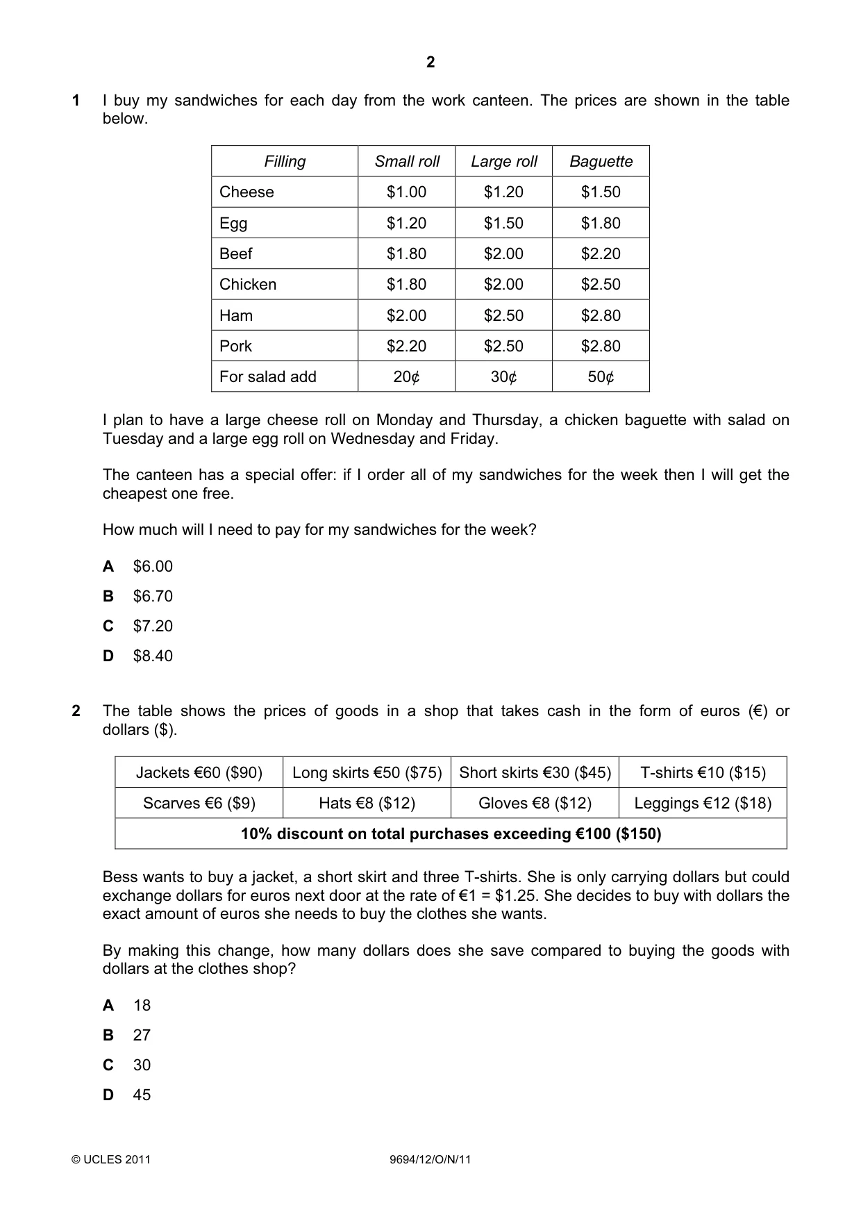 Cambridge A Level Thinking Skills 9694 2011 Oct/Nov Paper 1 · Variant 2 question paper, page 2 of 20