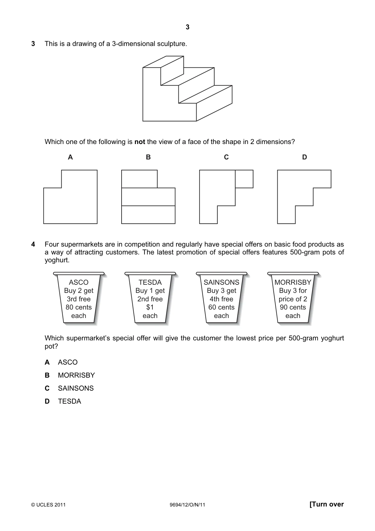 Cambridge A Level Thinking Skills 9694 2011 Oct/Nov Paper 1 · Variant 2 question paper, page 3 of 20