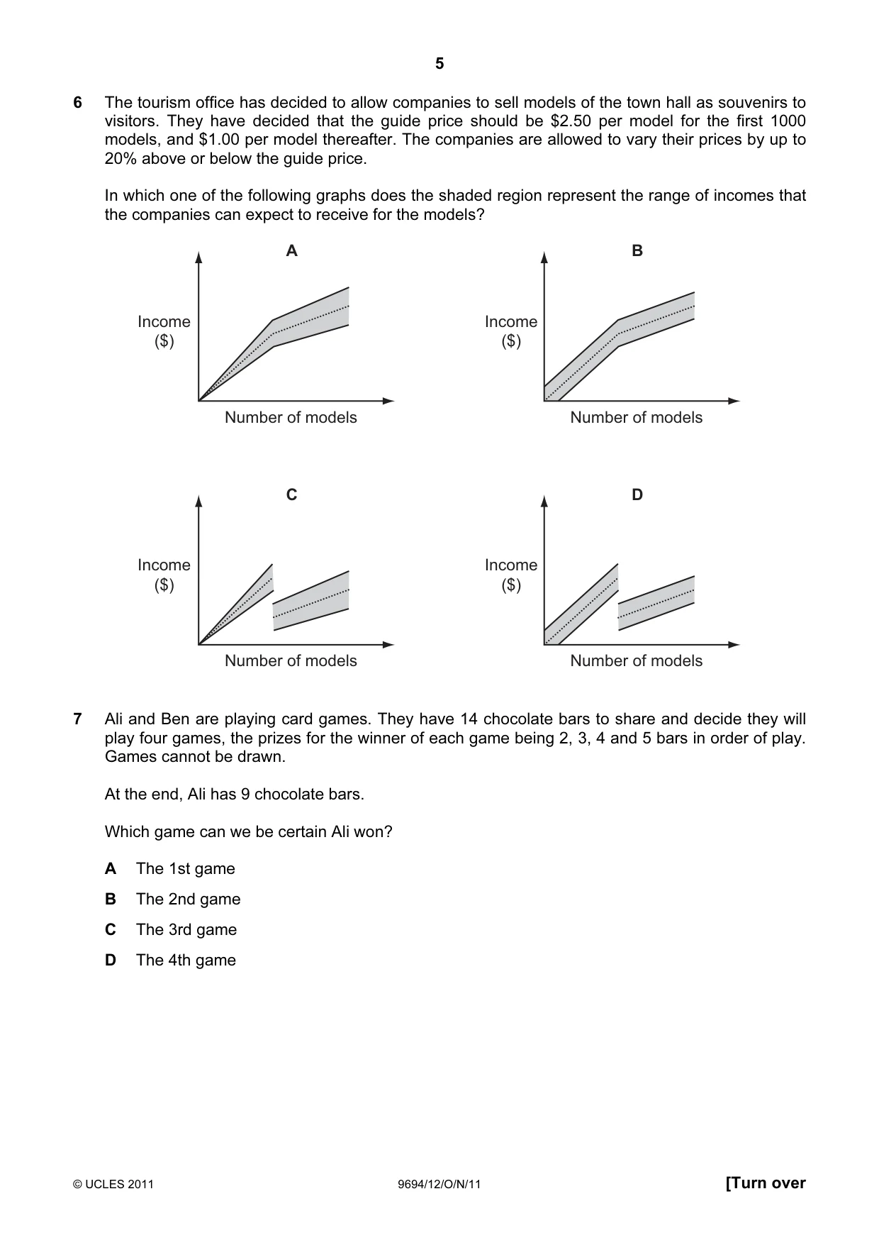 Cambridge A Level Thinking Skills 9694 2011 Oct/Nov Paper 1 · Variant 2 question paper, page 5 of 20