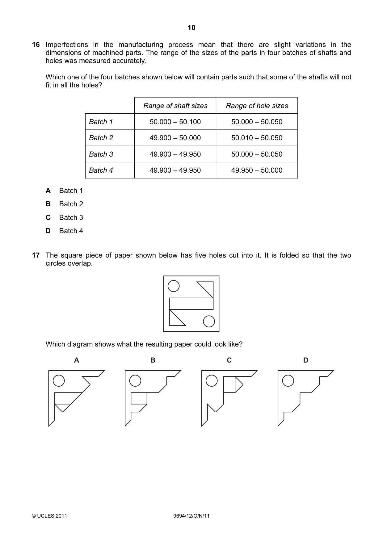 Cambridge A Level Thinking Skills 9694 2011 Oct/Nov Paper 1 · Variant 2 question paper, page 10 of 20