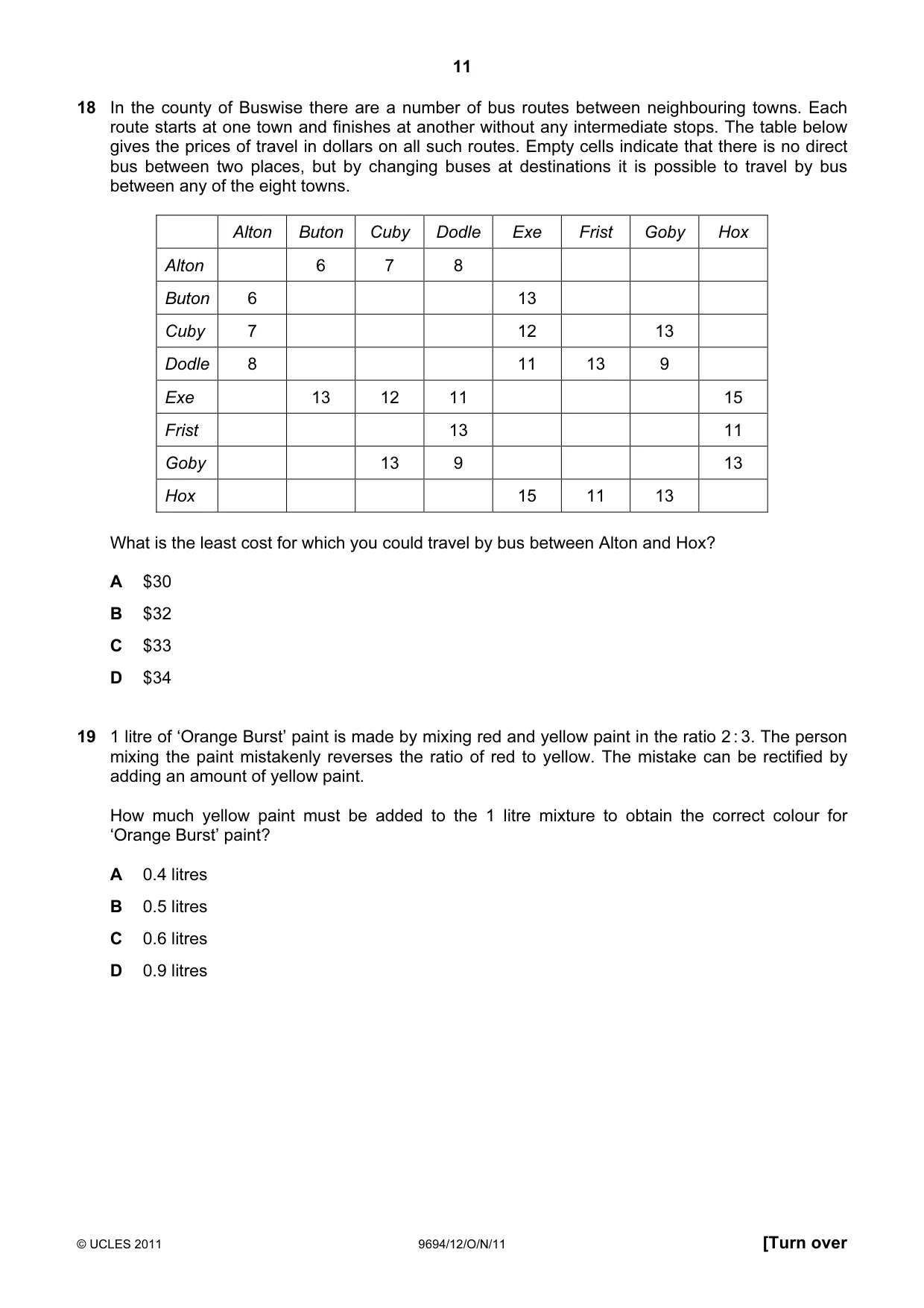 Cambridge A Level Thinking Skills 9694 2011 Oct/Nov Paper 1 · Variant 2 question paper, page 11 of 20
