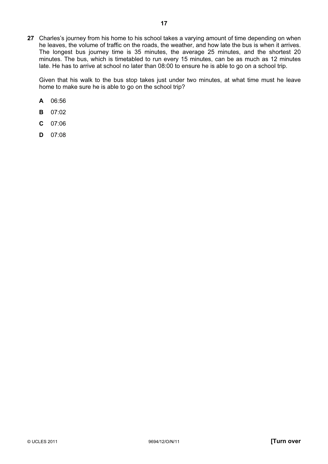 Cambridge A Level Thinking Skills 9694 2011 Oct/Nov Paper 1 · Variant 2 question paper, page 17 of 20