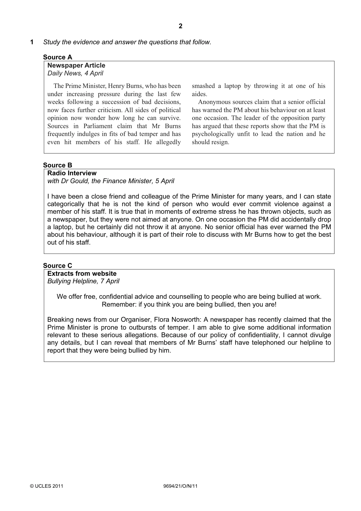 Cambridge A Level Thinking Skills 9694 2011 Oct/Nov Paper 2 · Variant 1 question paper, page 2 of 8