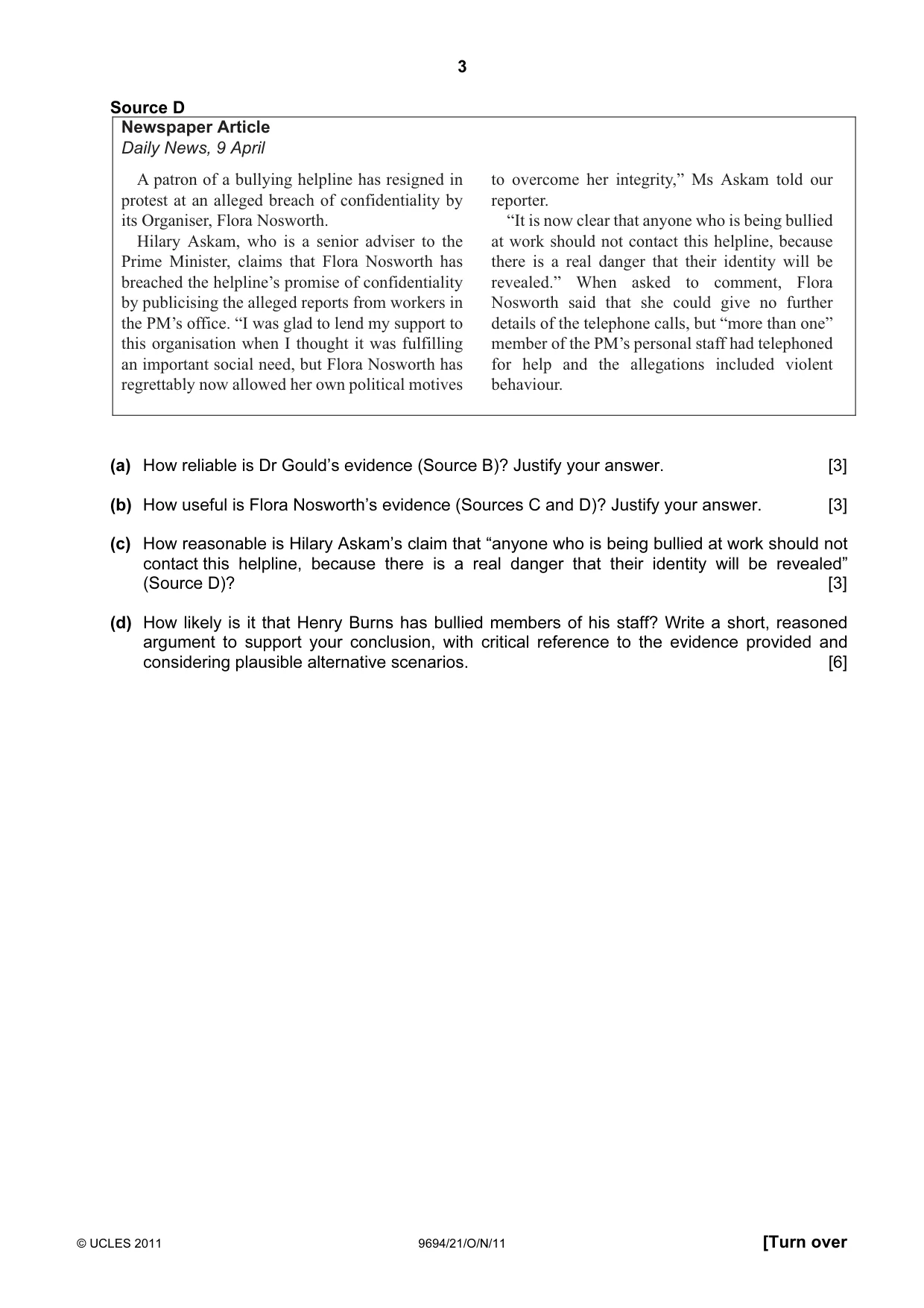 Cambridge A Level Thinking Skills 9694 2011 Oct/Nov Paper 2 · Variant 1 question paper, page 3 of 8