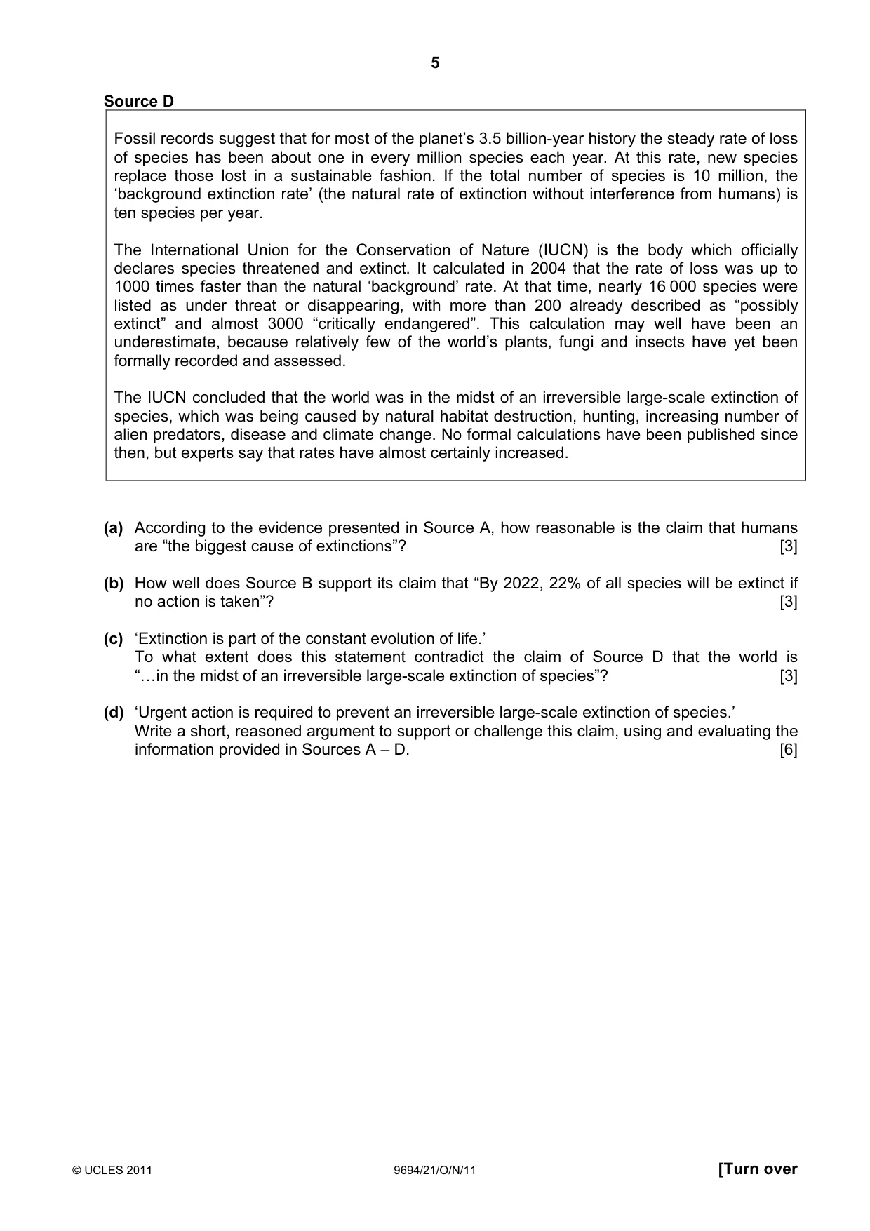 Cambridge A Level Thinking Skills 9694 2011 Oct/Nov Paper 2 · Variant 1 question paper, page 5 of 8