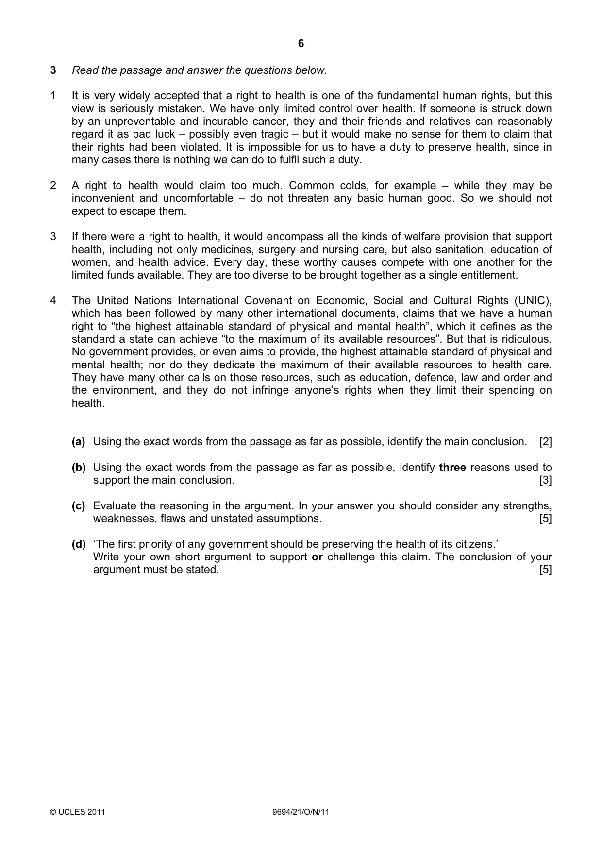 Cambridge A Level Thinking Skills 9694 2011 Oct/Nov Paper 2 · Variant 1 question paper, page 6 of 8