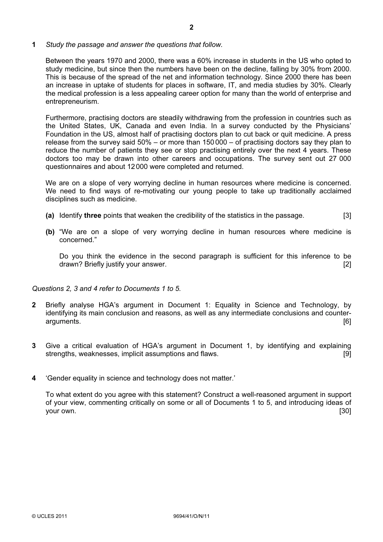 Cambridge A Level Thinking Skills 9694 2011 Oct/Nov Paper 4 · Variant 1 question paper, page 2 of 8