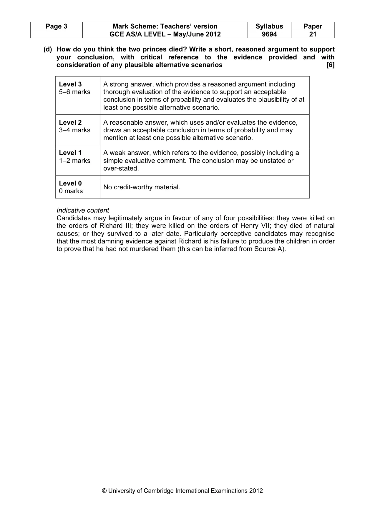 Mark scheme, page 3 of 8