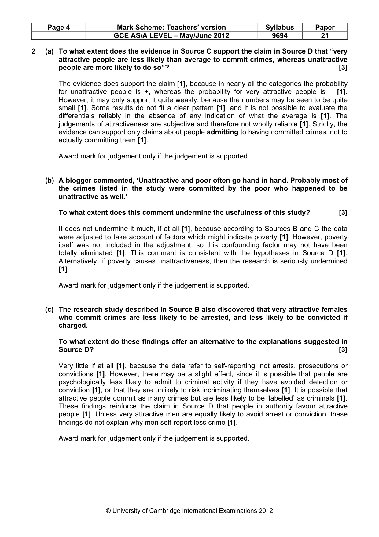 Mark scheme, page 4 of 8
