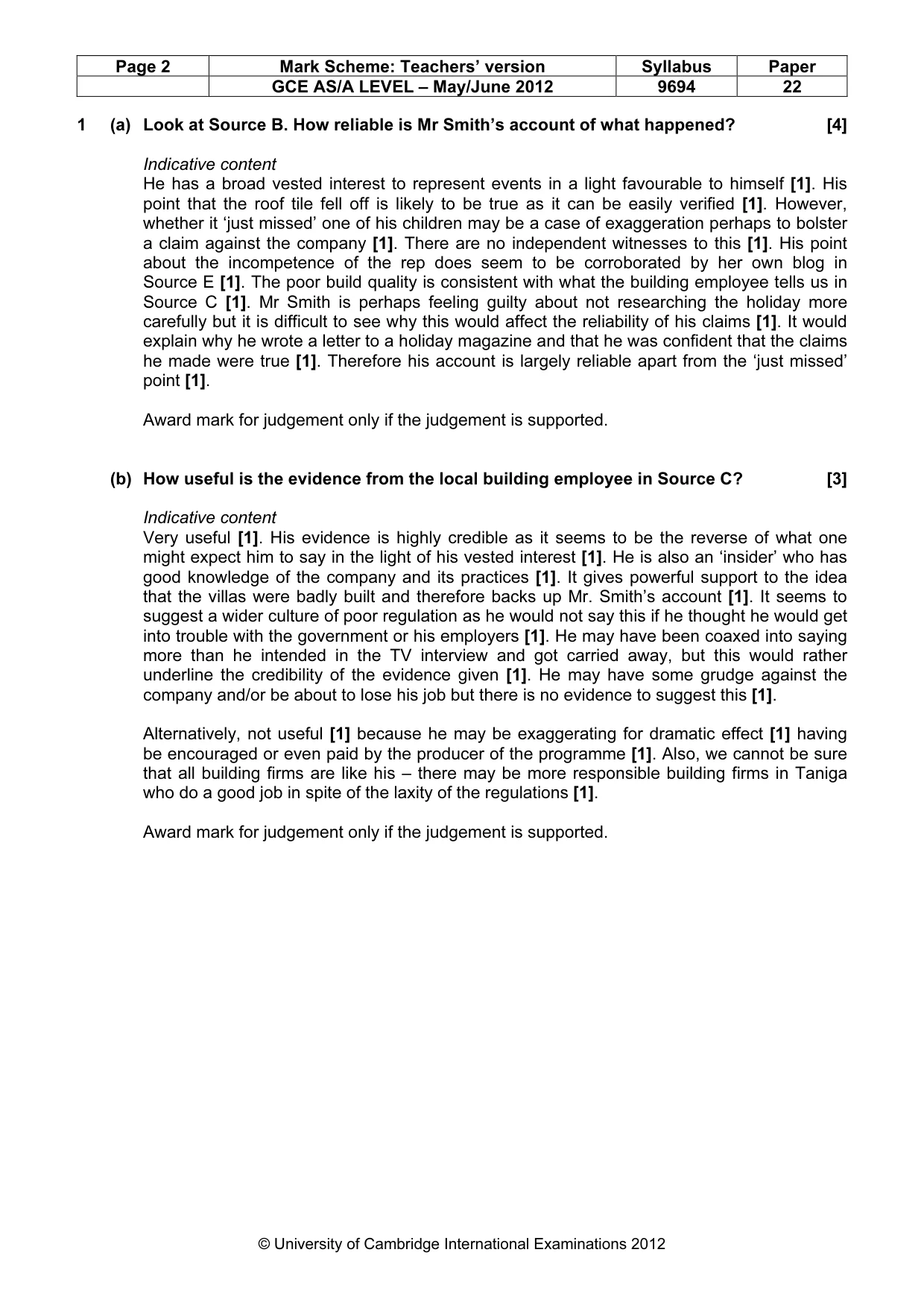 Mark scheme, page 2 of 8