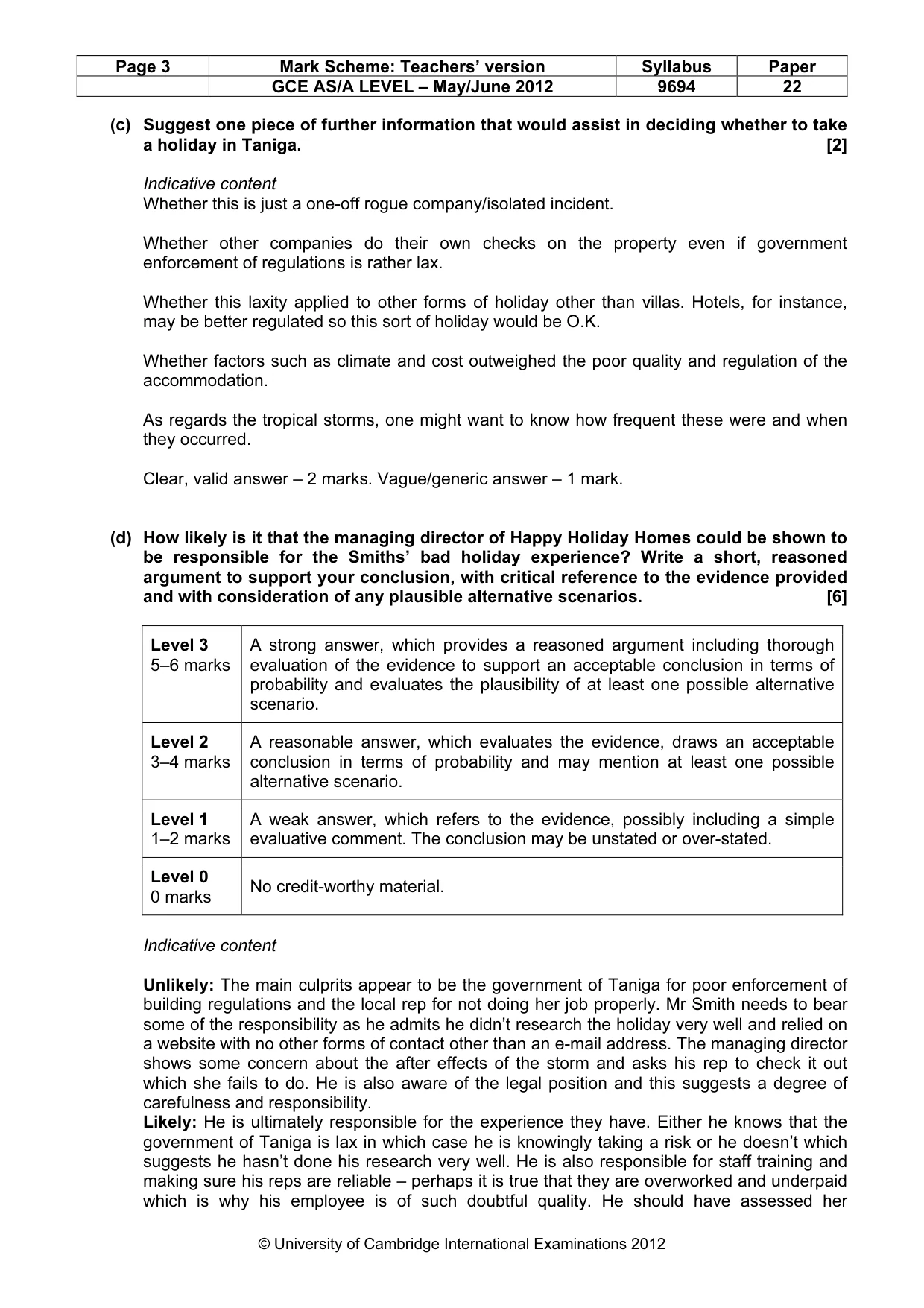 Mark scheme, page 3 of 8