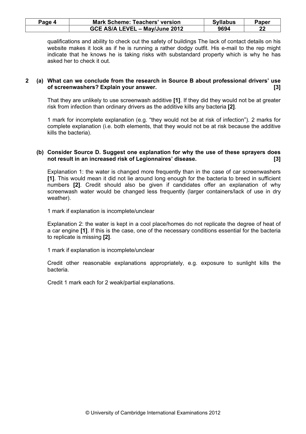 Mark scheme, page 4 of 8