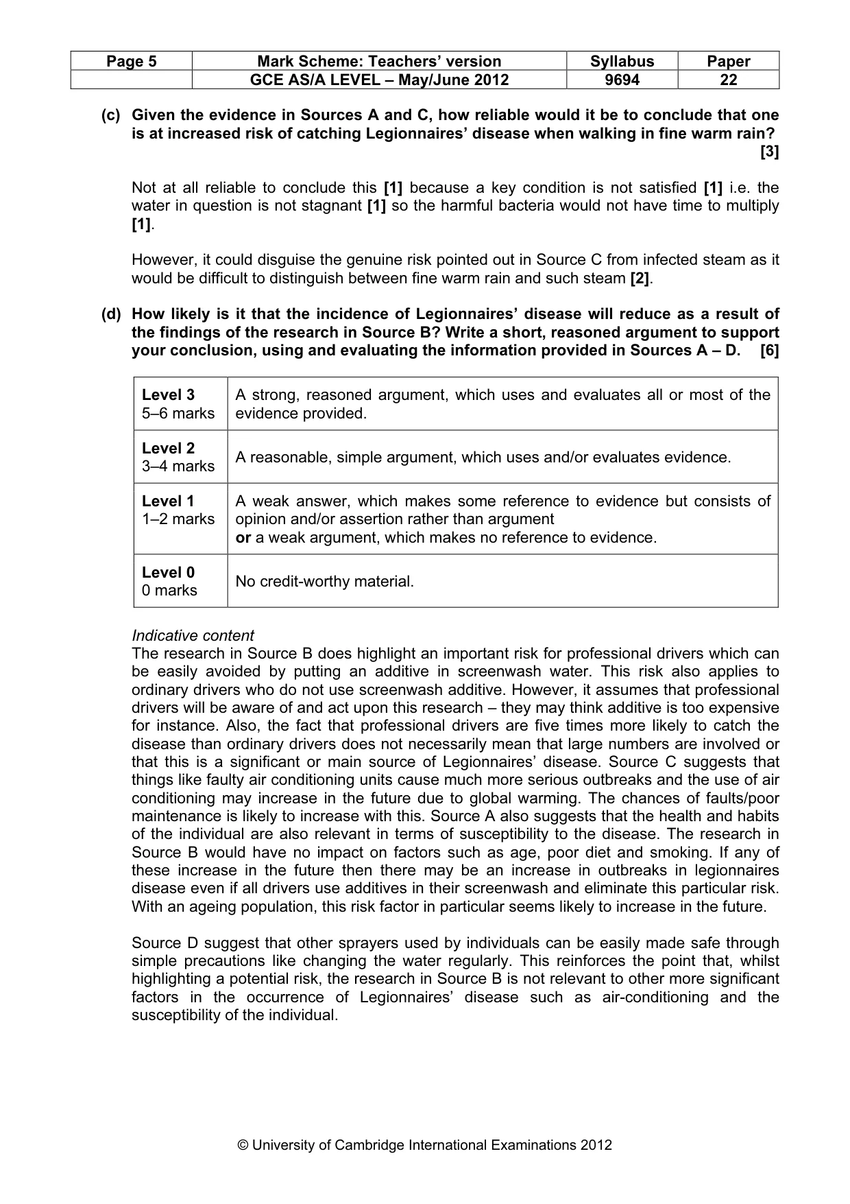 Mark scheme, page 5 of 8