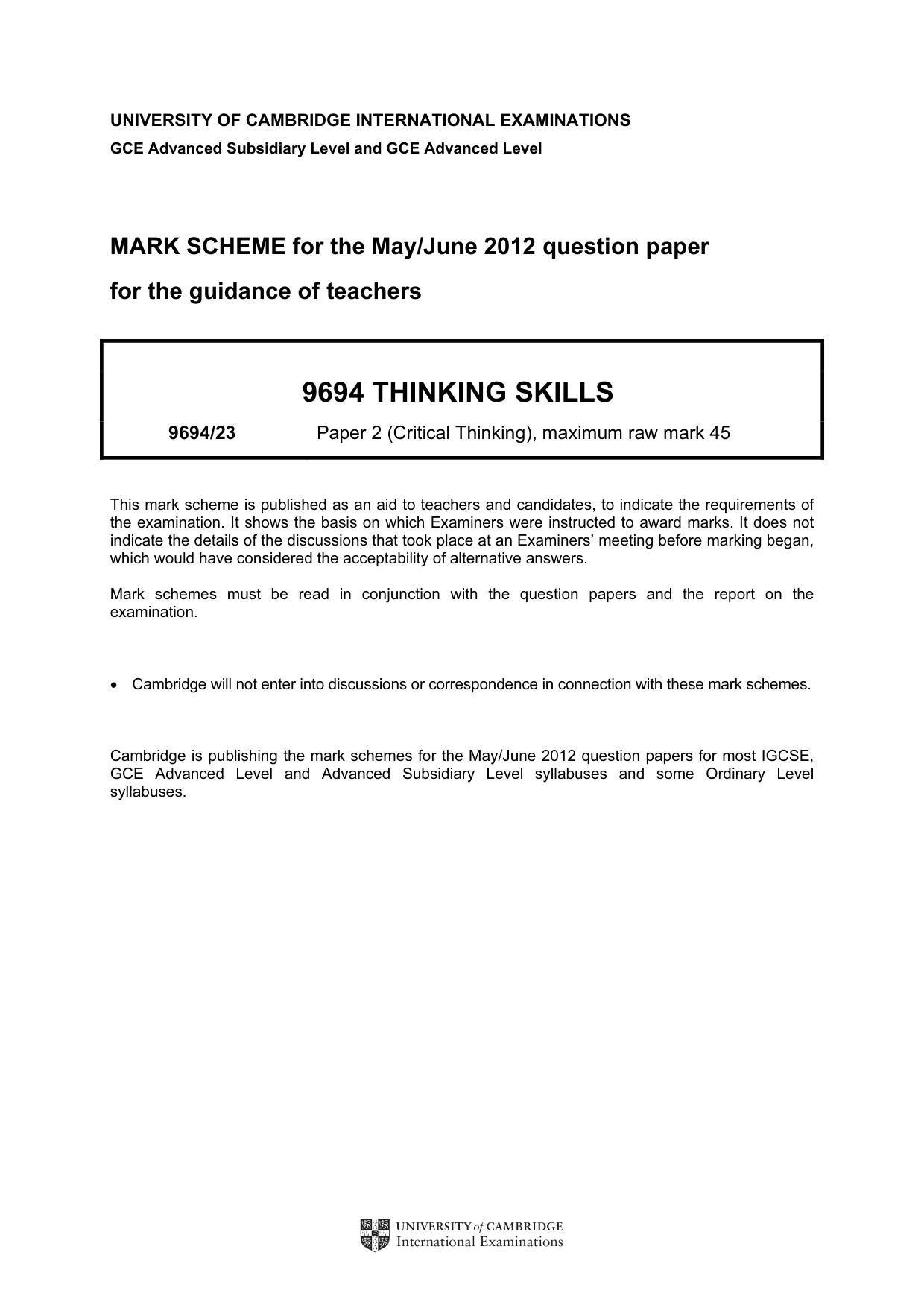 Mark scheme, page 1 of 8