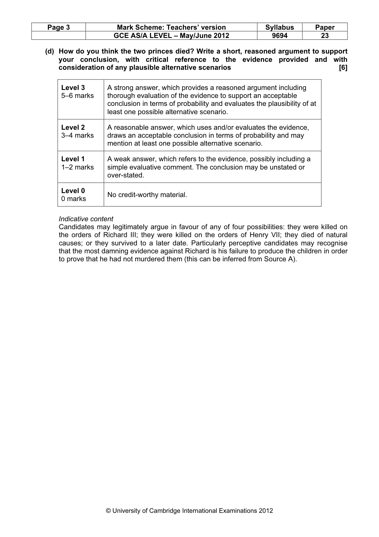 Mark scheme, page 3 of 8
