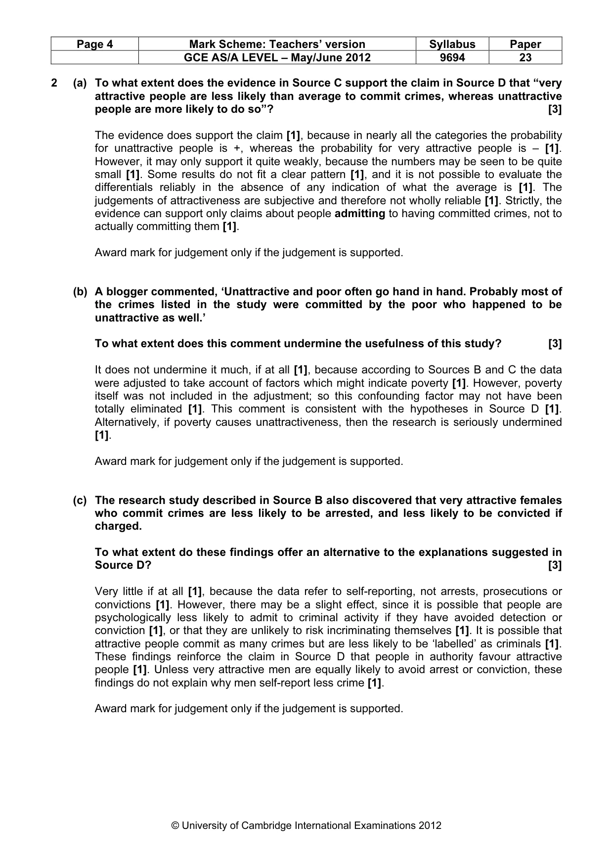 Mark scheme, page 4 of 8