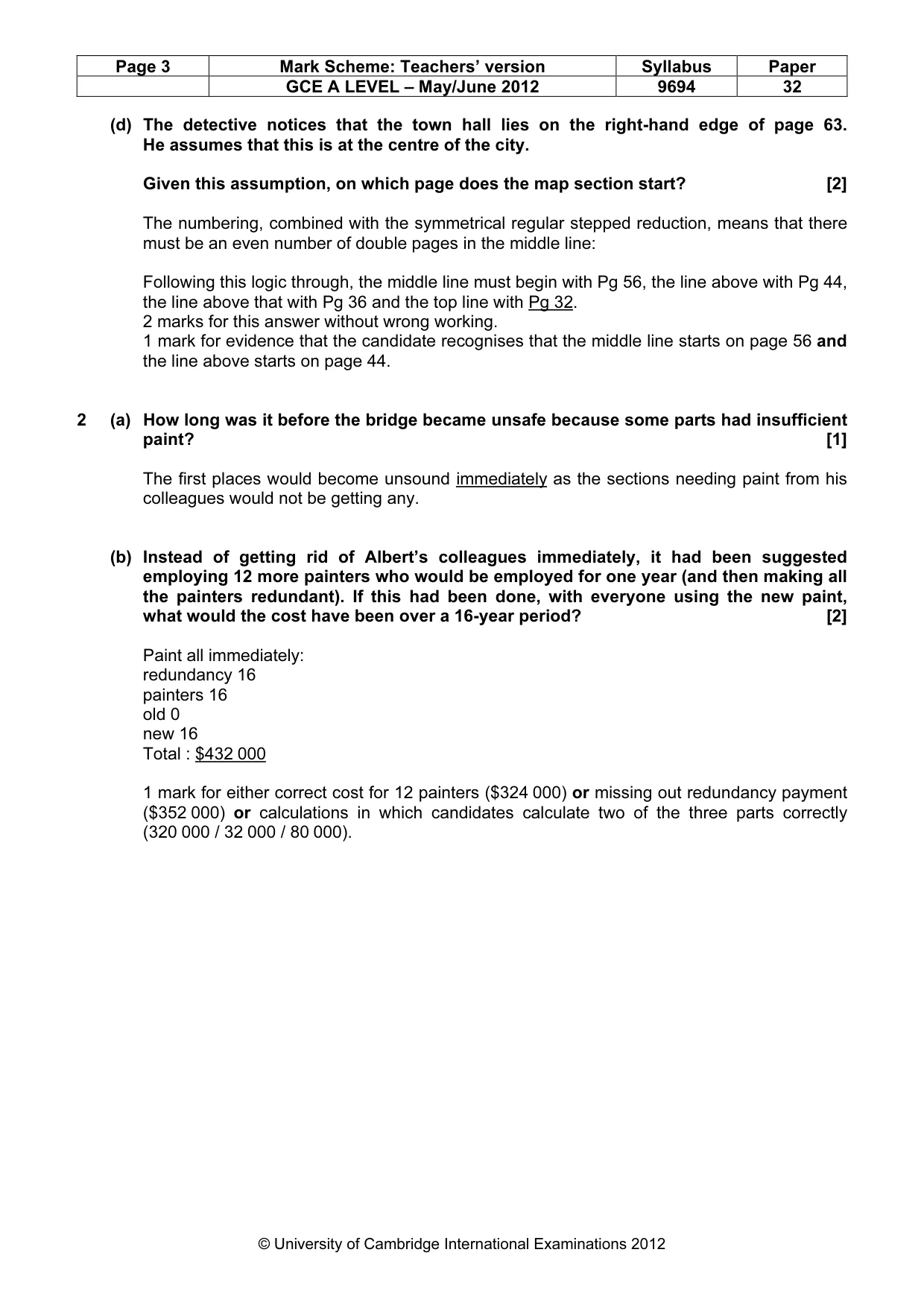 Mark scheme, page 3 of 8