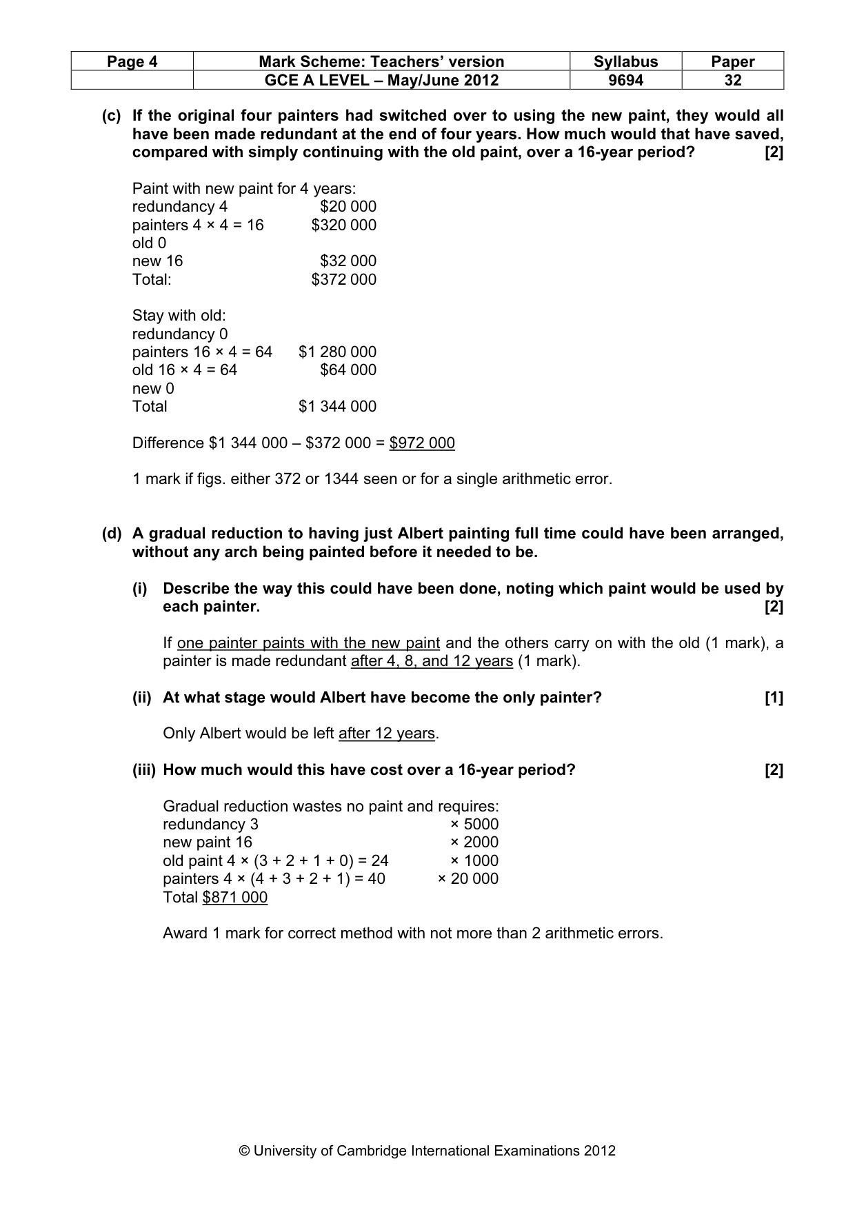 Mark scheme, page 4 of 8
