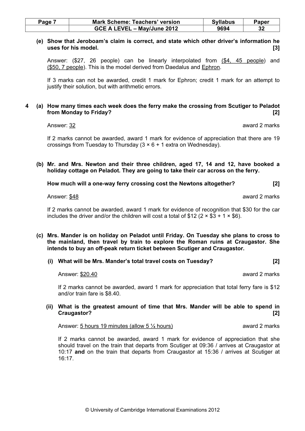 Mark scheme, page 7 of 8