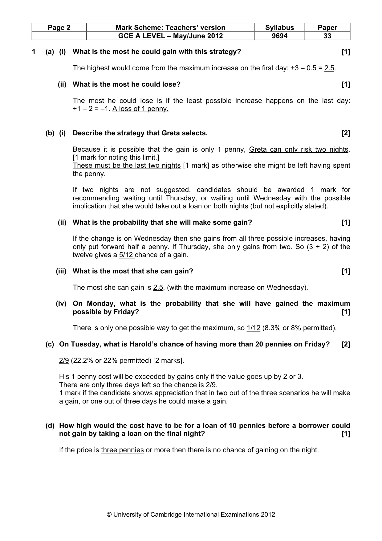 Mark scheme, page 2 of 7