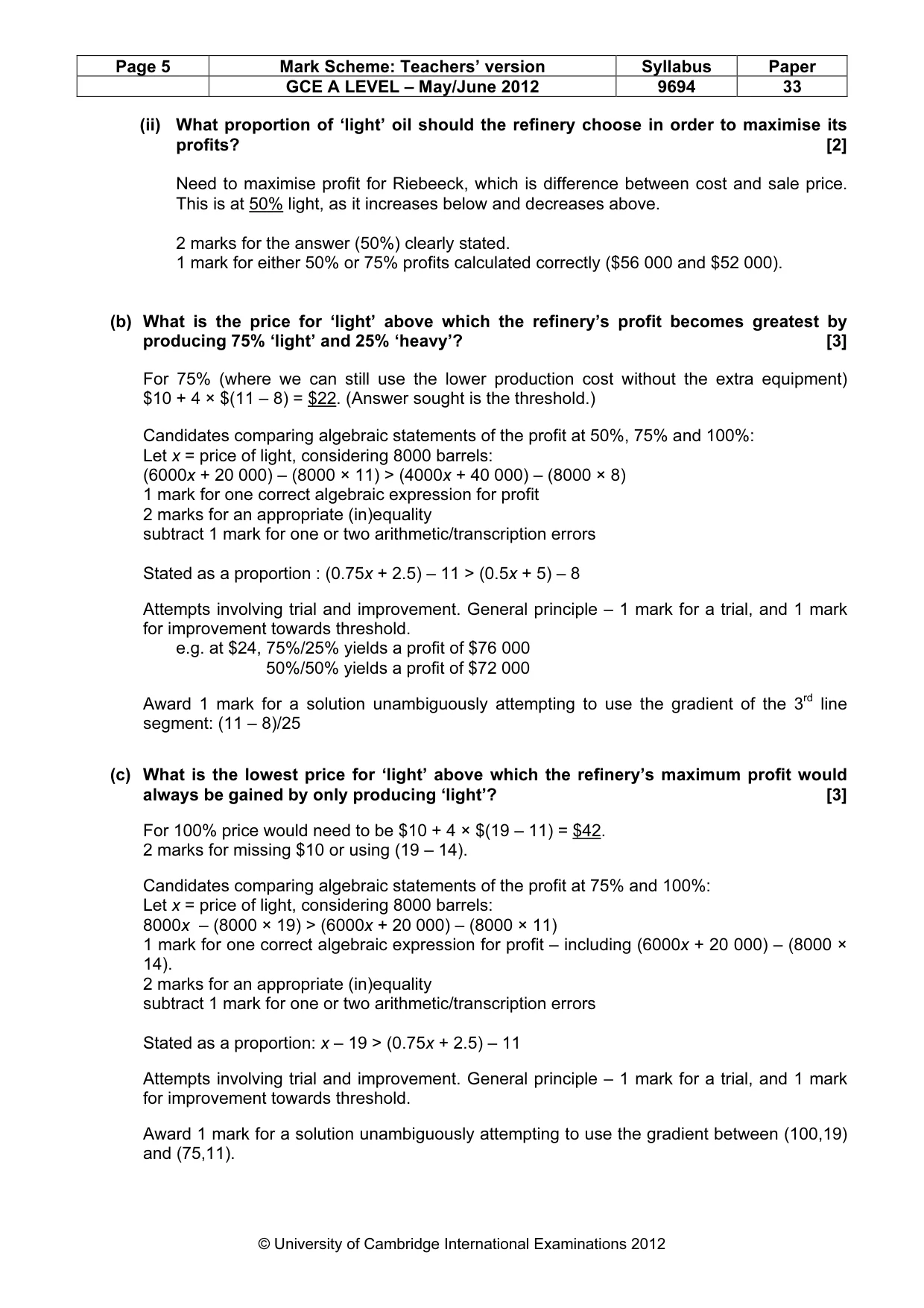 Mark scheme, page 5 of 7