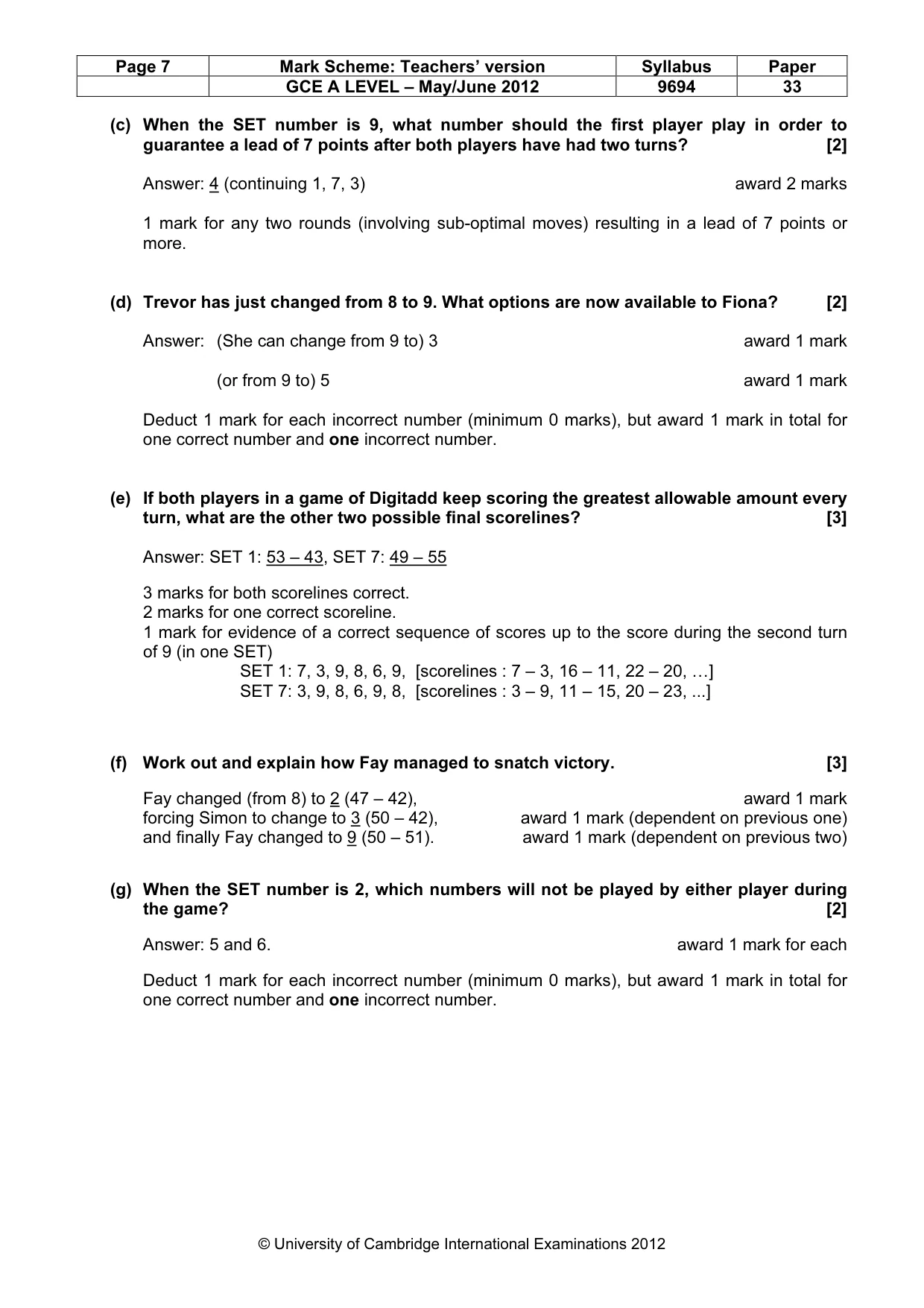 Mark scheme, page 7 of 7