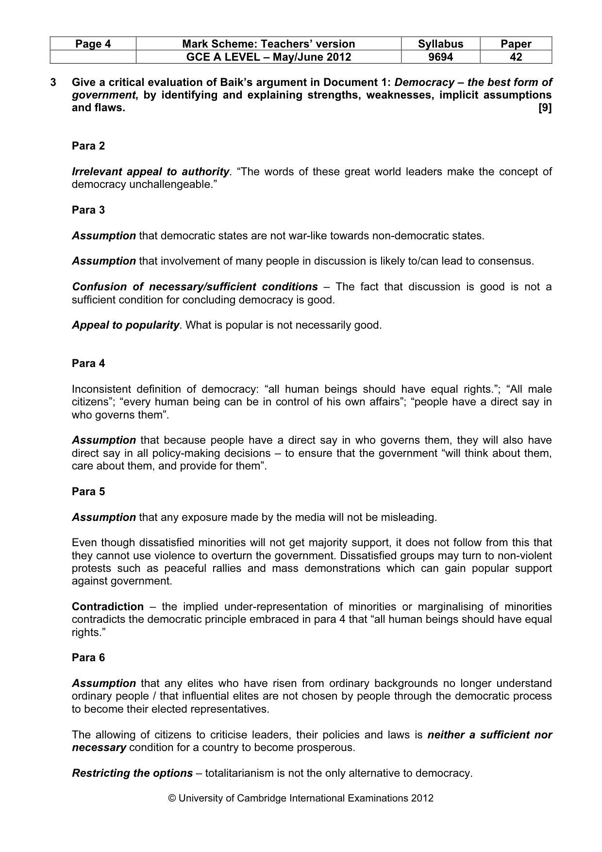 Mark scheme, page 4 of 7
