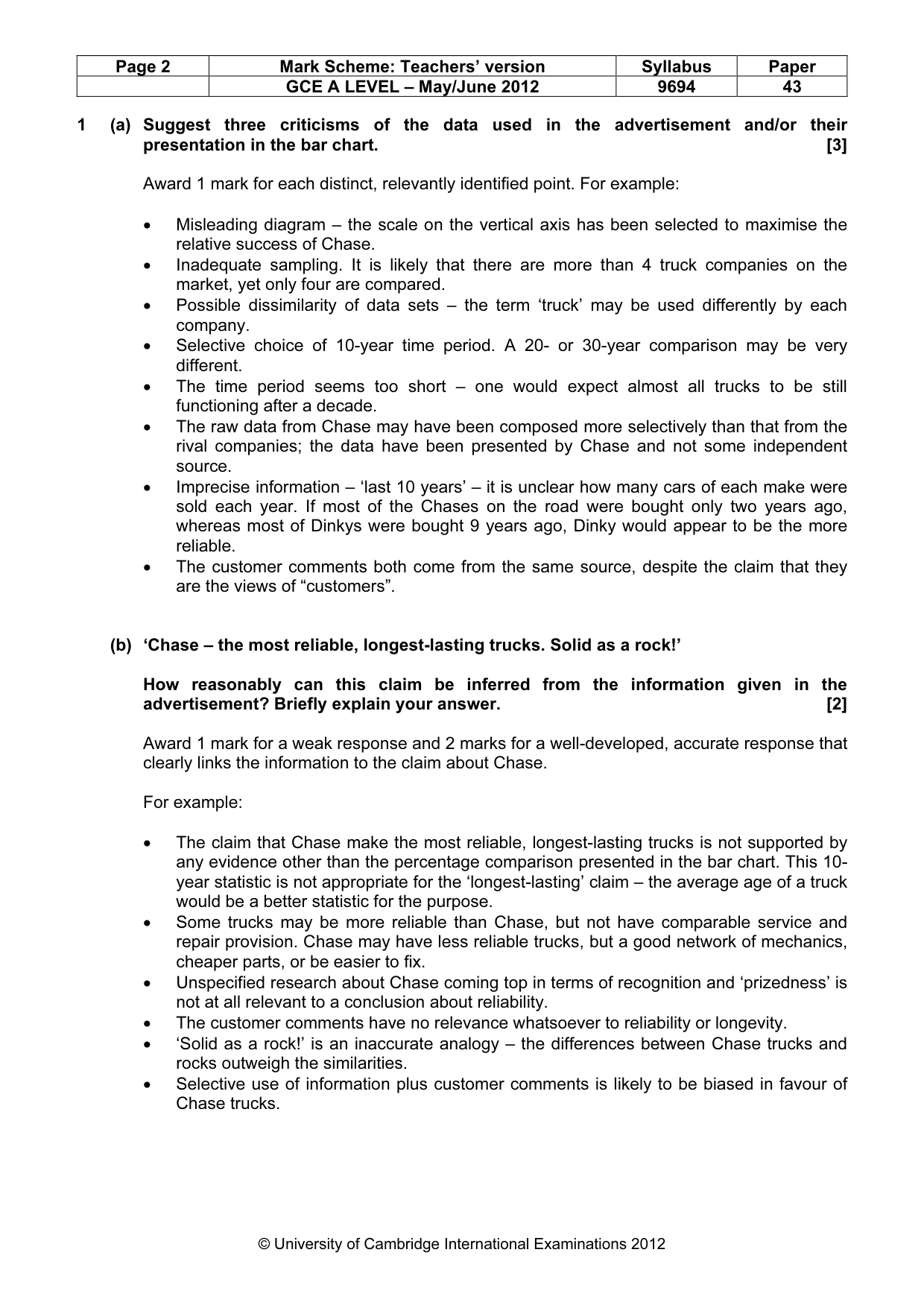Mark scheme, page 2 of 7