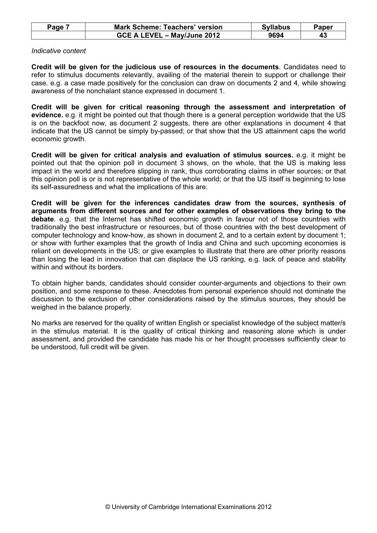 Mark scheme, page 7 of 7