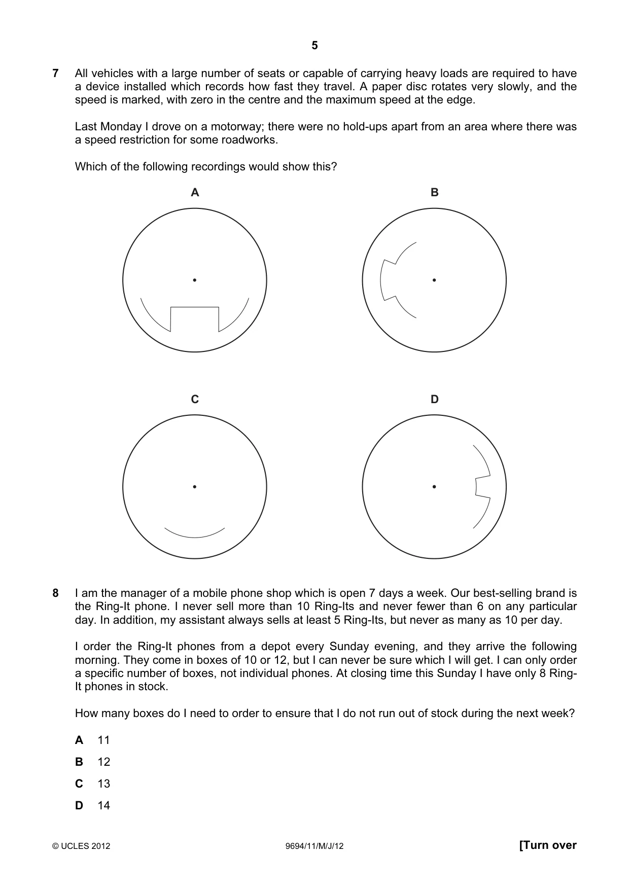 Cambridge A Level Thinking Skills 9694 2012 May/June Paper 1 · Variant 1 question paper, page 5 of 20