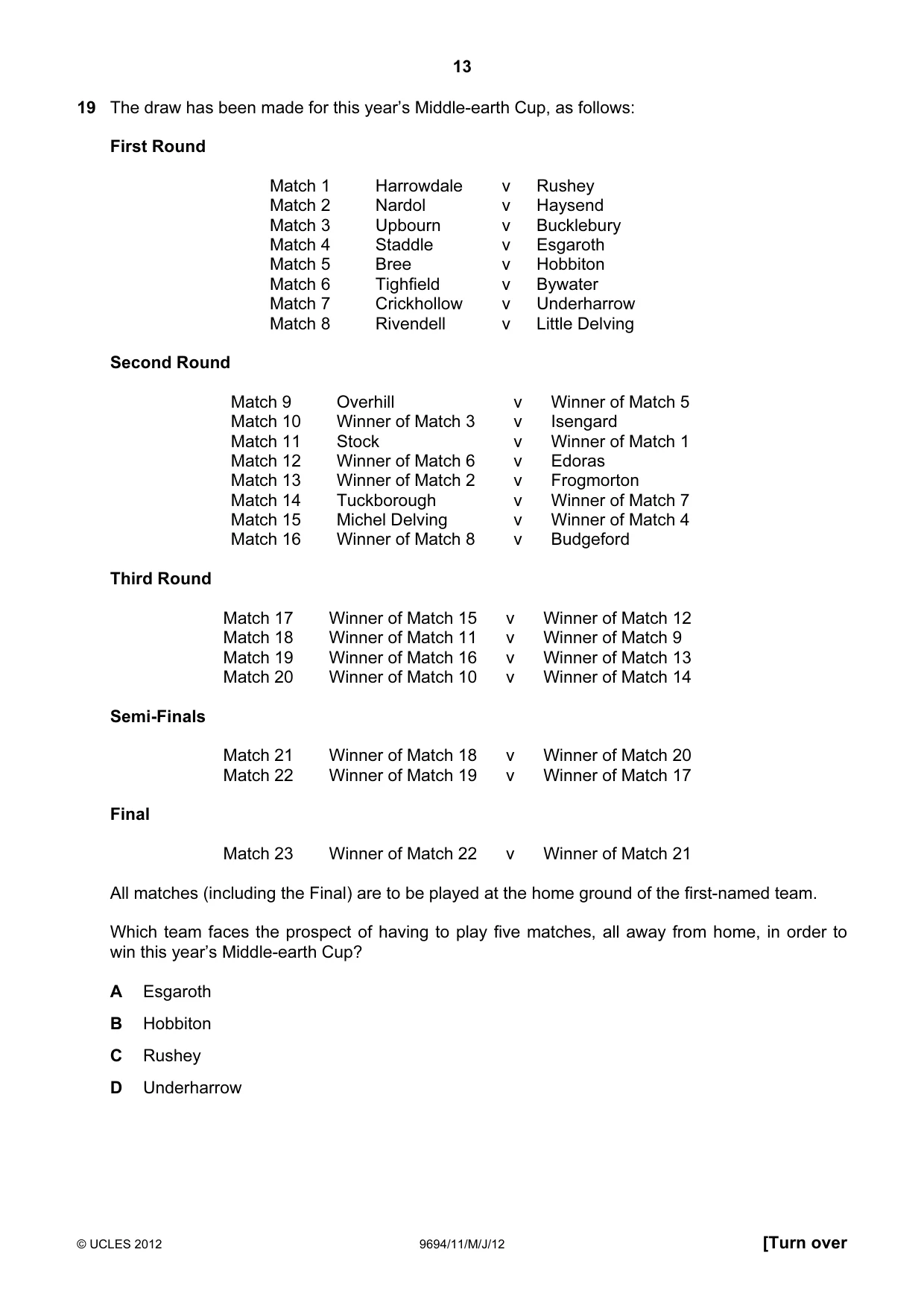 Cambridge A Level Thinking Skills 9694 2012 May/June Paper 1 · Variant 1 question paper, page 13 of 20