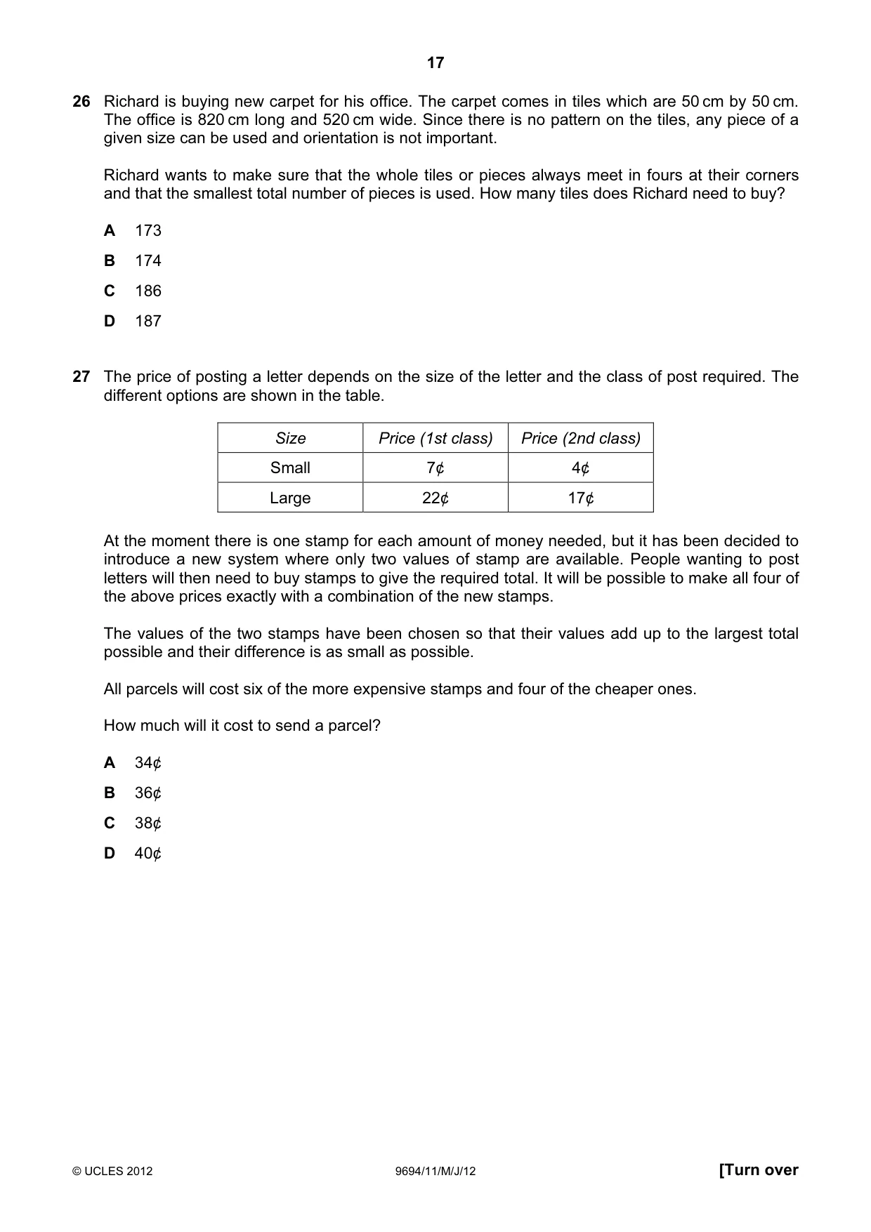 Cambridge A Level Thinking Skills 9694 2012 May/June Paper 1 · Variant 1 question paper, page 17 of 20