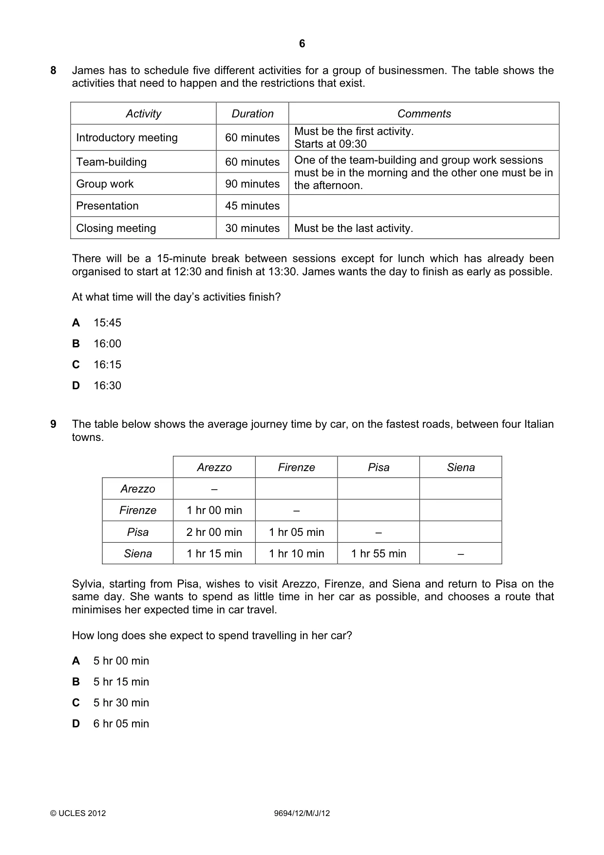 Cambridge A Level Thinking Skills 9694 2012 May/June Paper 1 · Variant 2 question paper, page 6 of 20