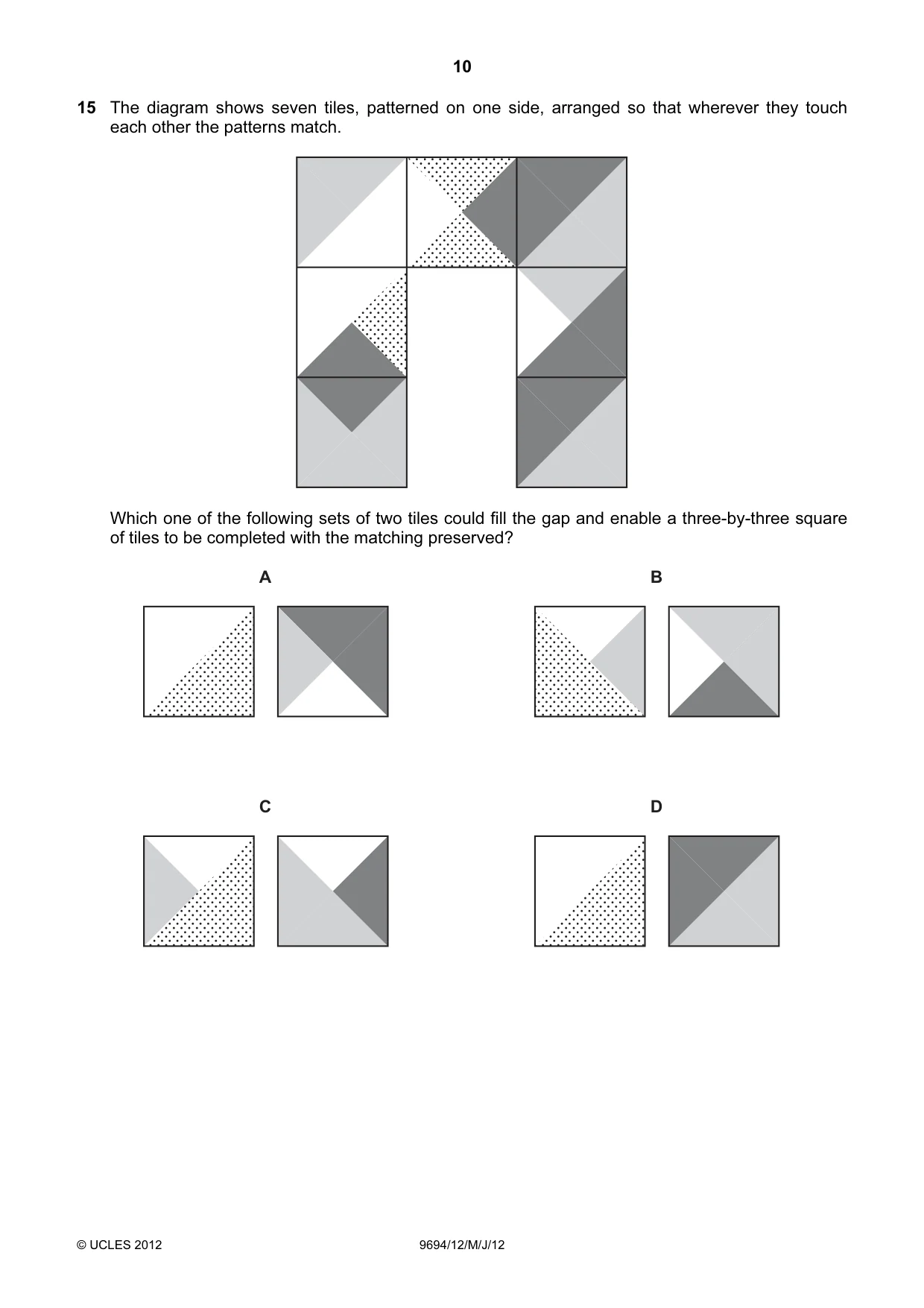 Cambridge A Level Thinking Skills 9694 2012 May/June Paper 1 · Variant 2 question paper, page 10 of 20