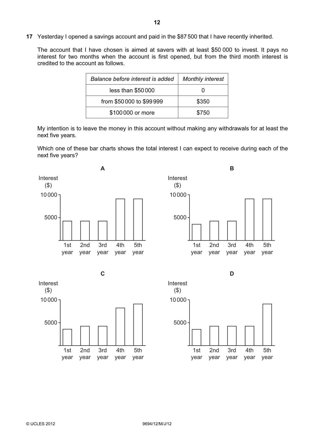 Cambridge A Level Thinking Skills 9694 2012 May/June Paper 1 · Variant 2 question paper, page 12 of 20