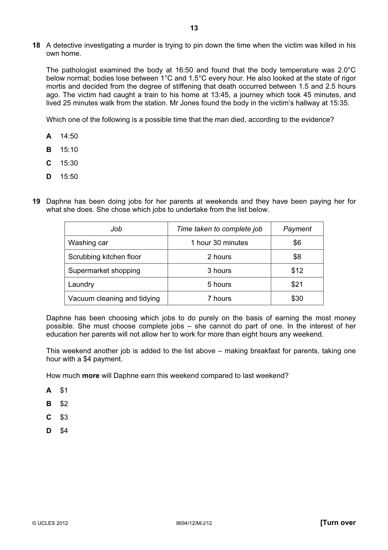 Cambridge A Level Thinking Skills 9694 2012 May/June Paper 1 · Variant 2 question paper, page 13 of 20