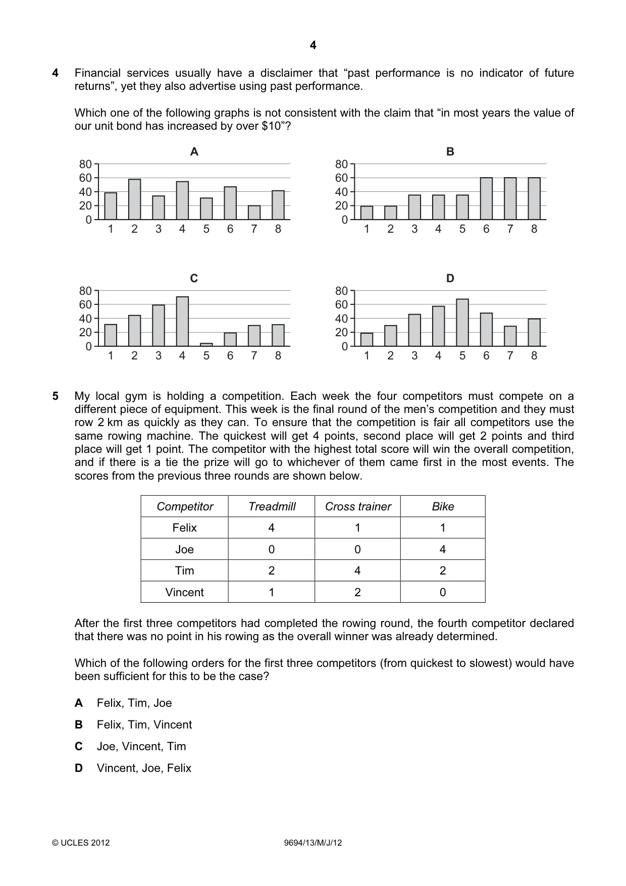 Cambridge A Level Thinking Skills 9694 2012 May/June Paper 1 · Variant 3 question paper, page 4 of 20