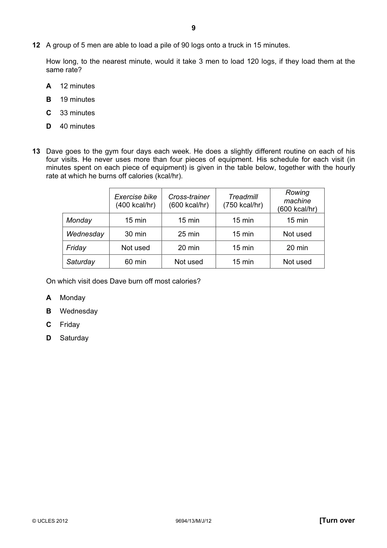 Cambridge A Level Thinking Skills 9694 2012 May/June Paper 1 · Variant 3 question paper, page 9 of 20