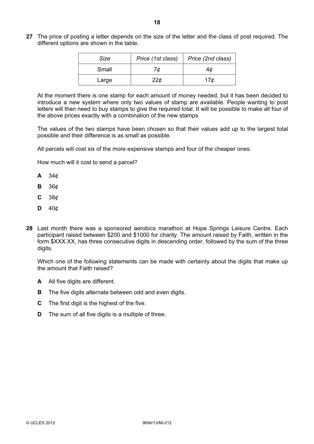 Cambridge A Level Thinking Skills 9694 2012 May/June Paper 1 · Variant 3 question paper, page 18 of 20