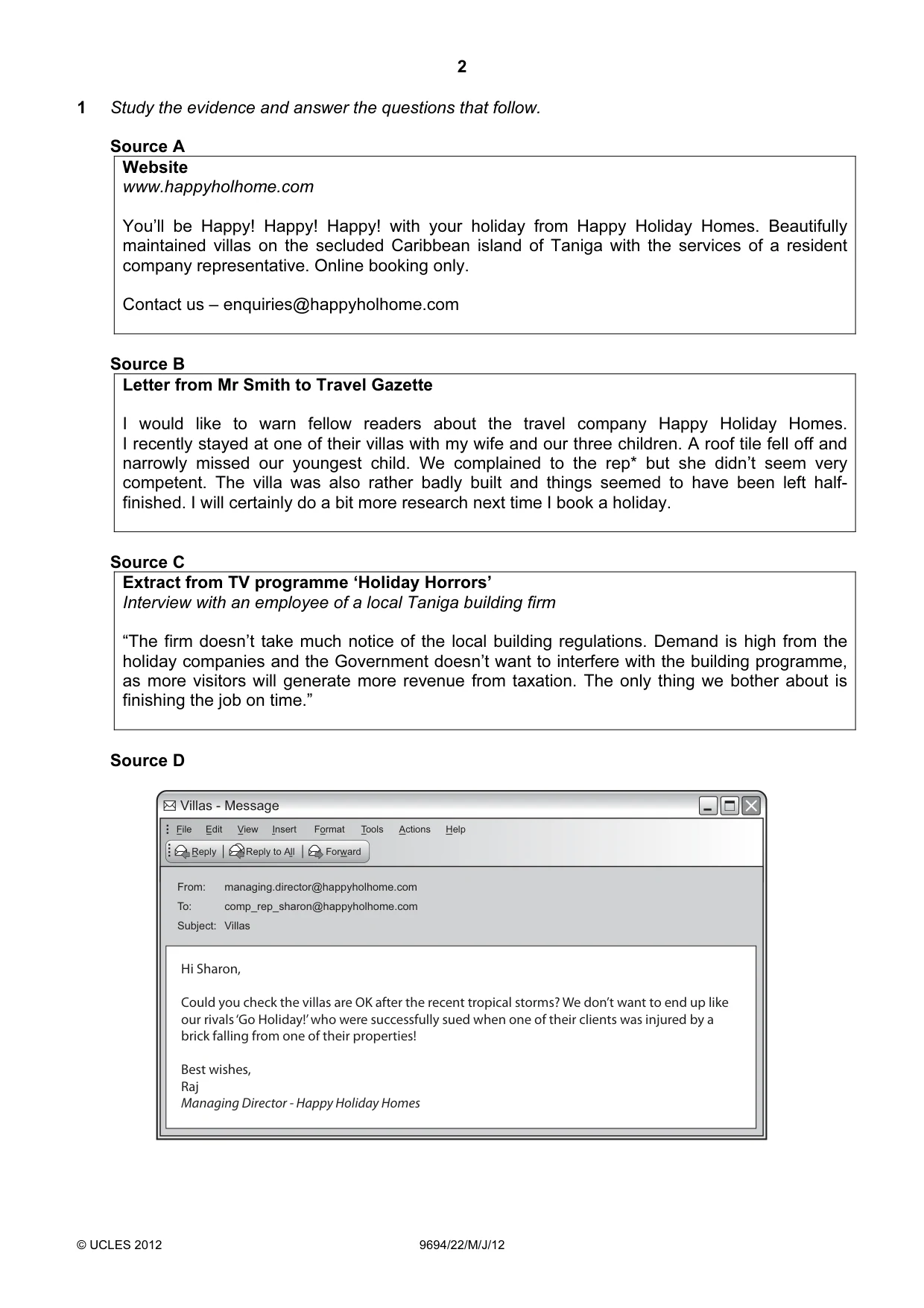 Cambridge A Level Thinking Skills 9694 2012 May/June Paper 2 · Variant 2 question paper, page 2 of 8