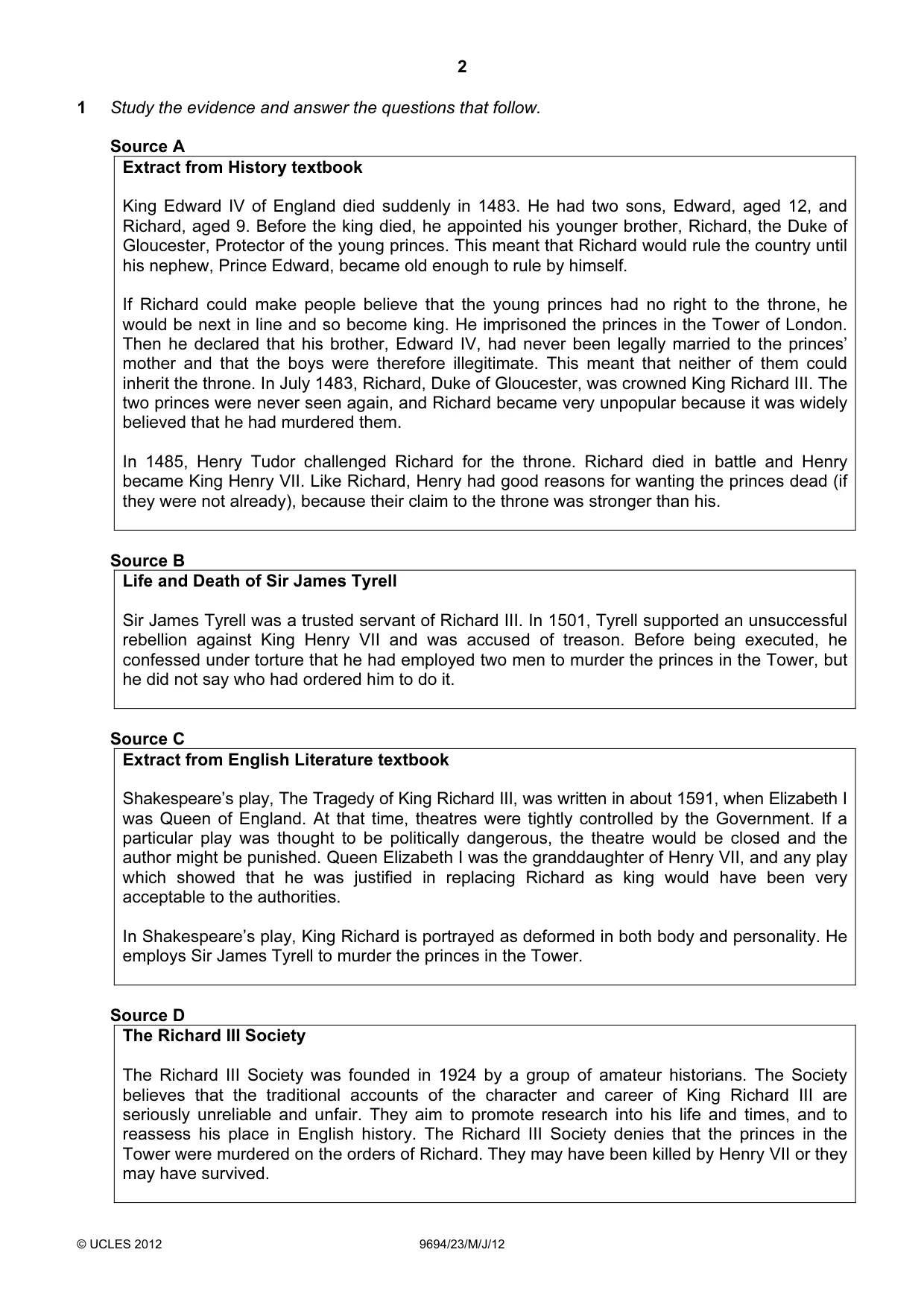 Cambridge A Level Thinking Skills 9694 2012 May/June Paper 2 · Variant 3 question paper, page 2 of 8
