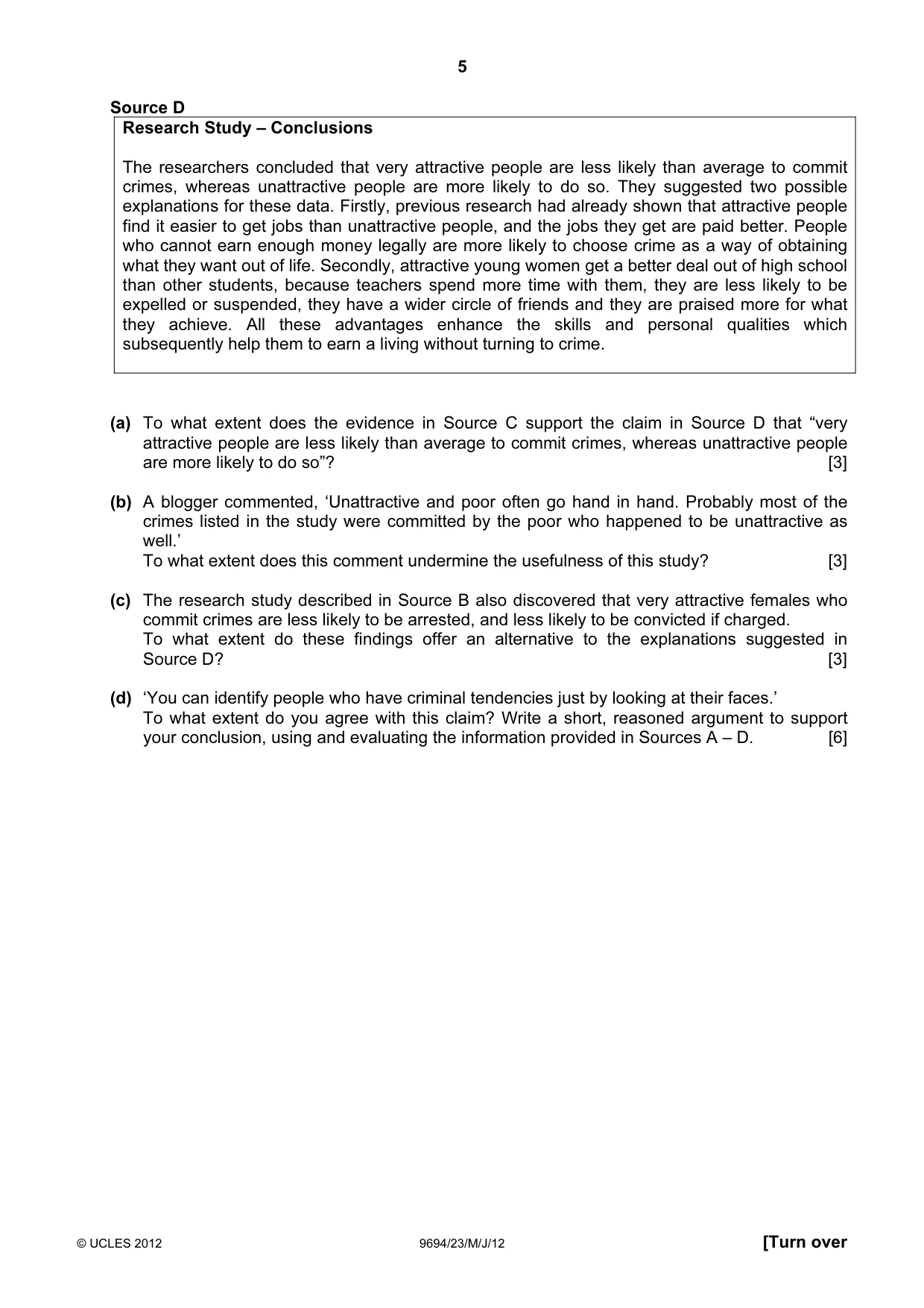 Cambridge A Level Thinking Skills 9694 2012 May/June Paper 2 · Variant 3 question paper, page 5 of 8