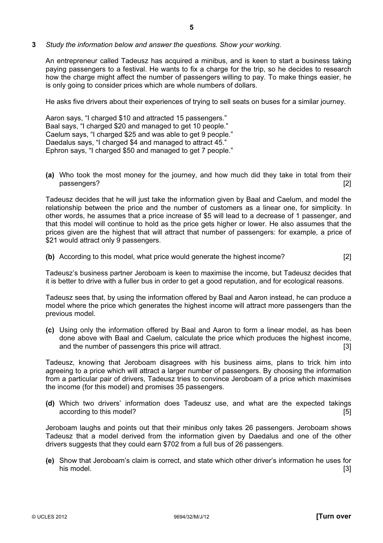 Cambridge A Level Thinking Skills 9694 2012 May/June Paper 3 · Variant 2 question paper, page 5 of 8