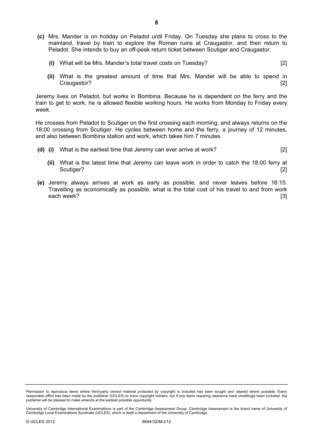 Cambridge A Level Thinking Skills 9694 2012 May/June Paper 3 · Variant 2 question paper, page 8 of 8