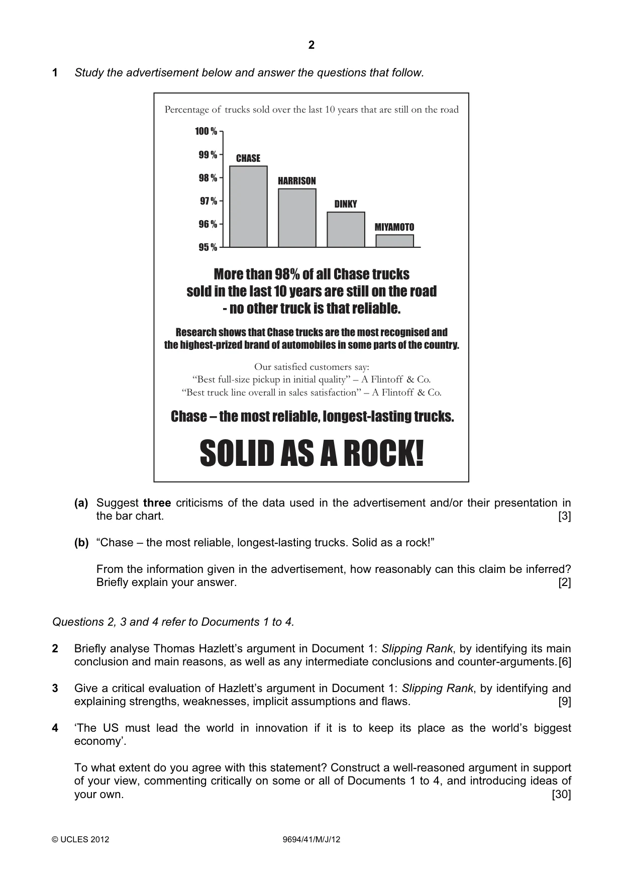 Cambridge A Level Thinking Skills 9694 2012 May/June Paper 4 · Variant 1 question paper, page 2 of 8