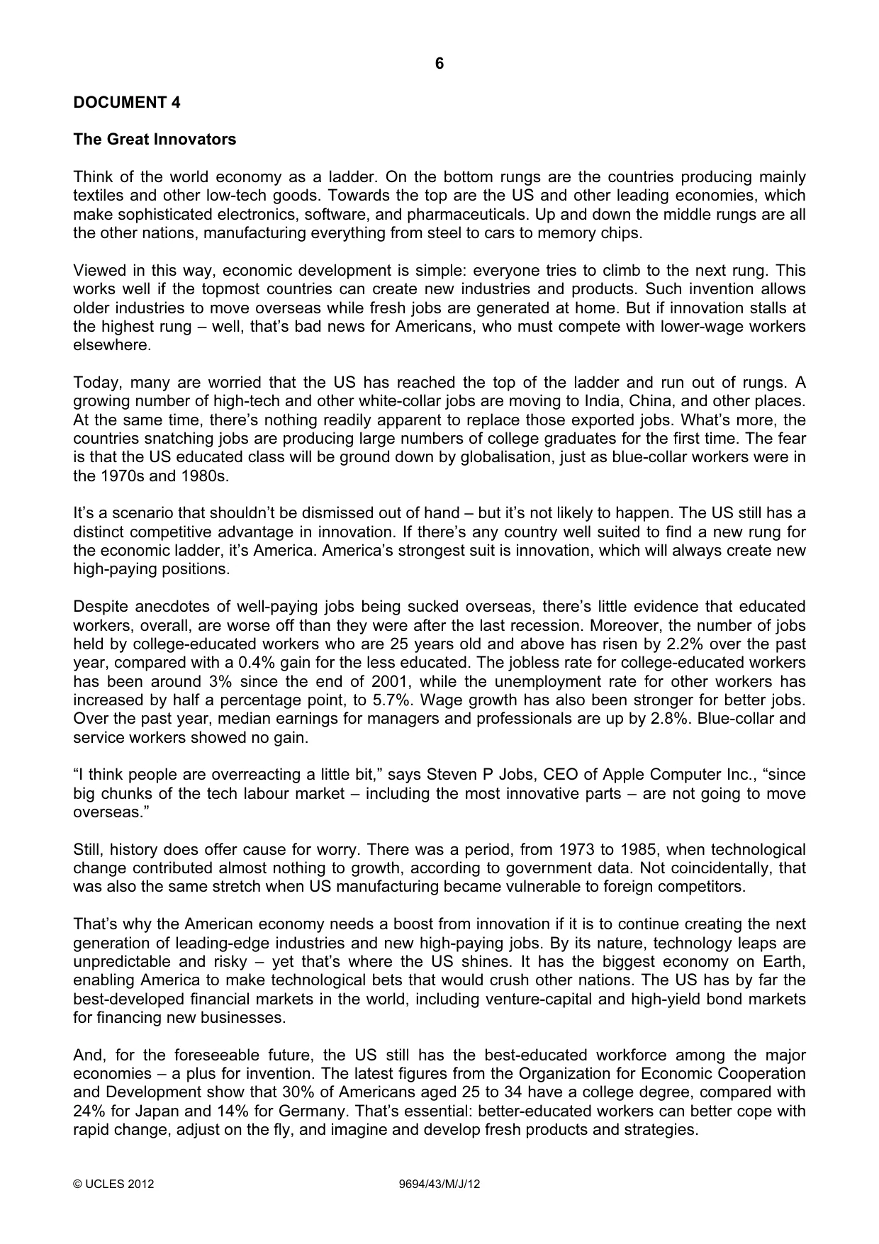Cambridge A Level Thinking Skills 9694 2012 May/June Paper 4 · Variant 3 question paper, page 6 of 8