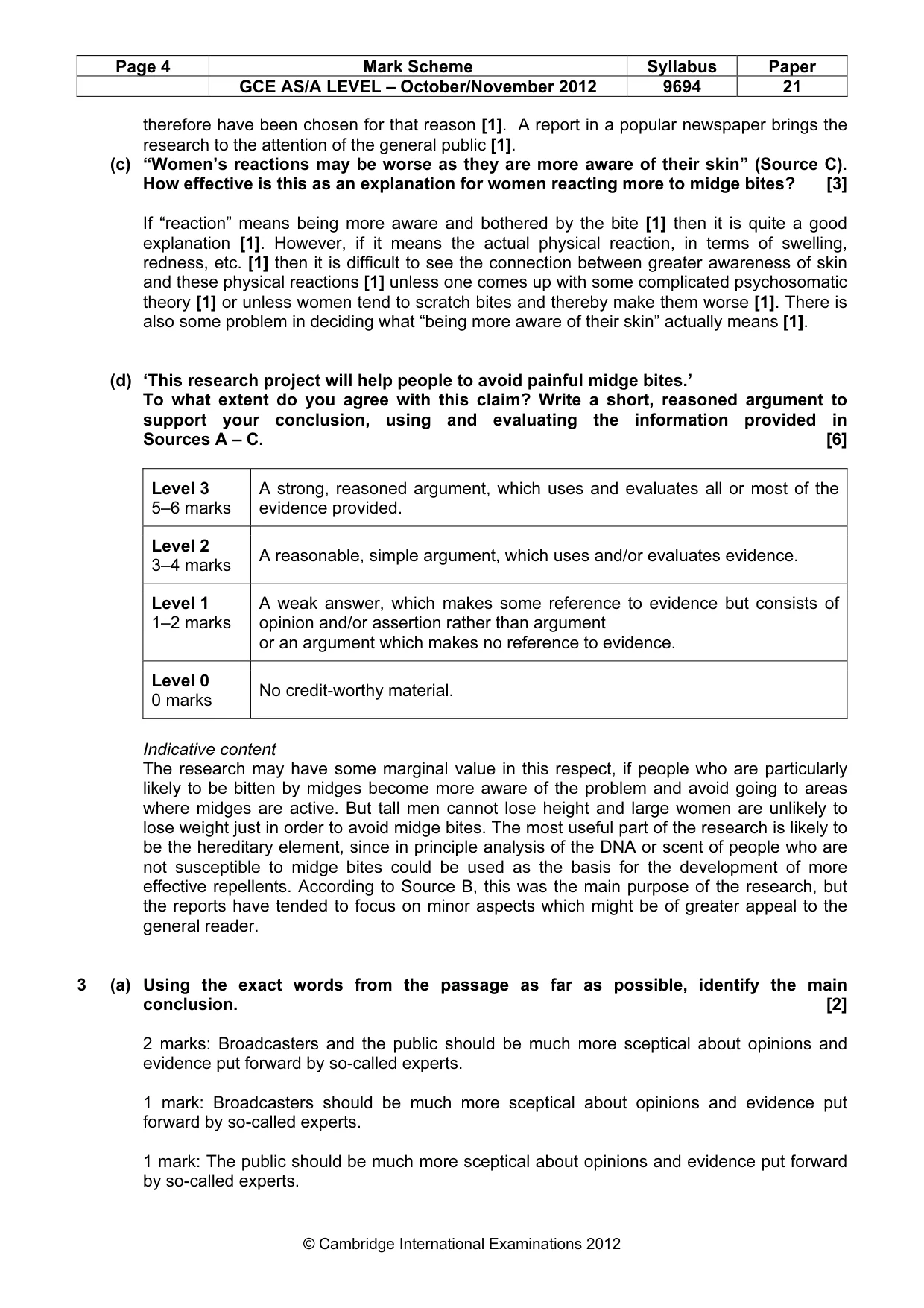 Mark scheme, page 4 of 6