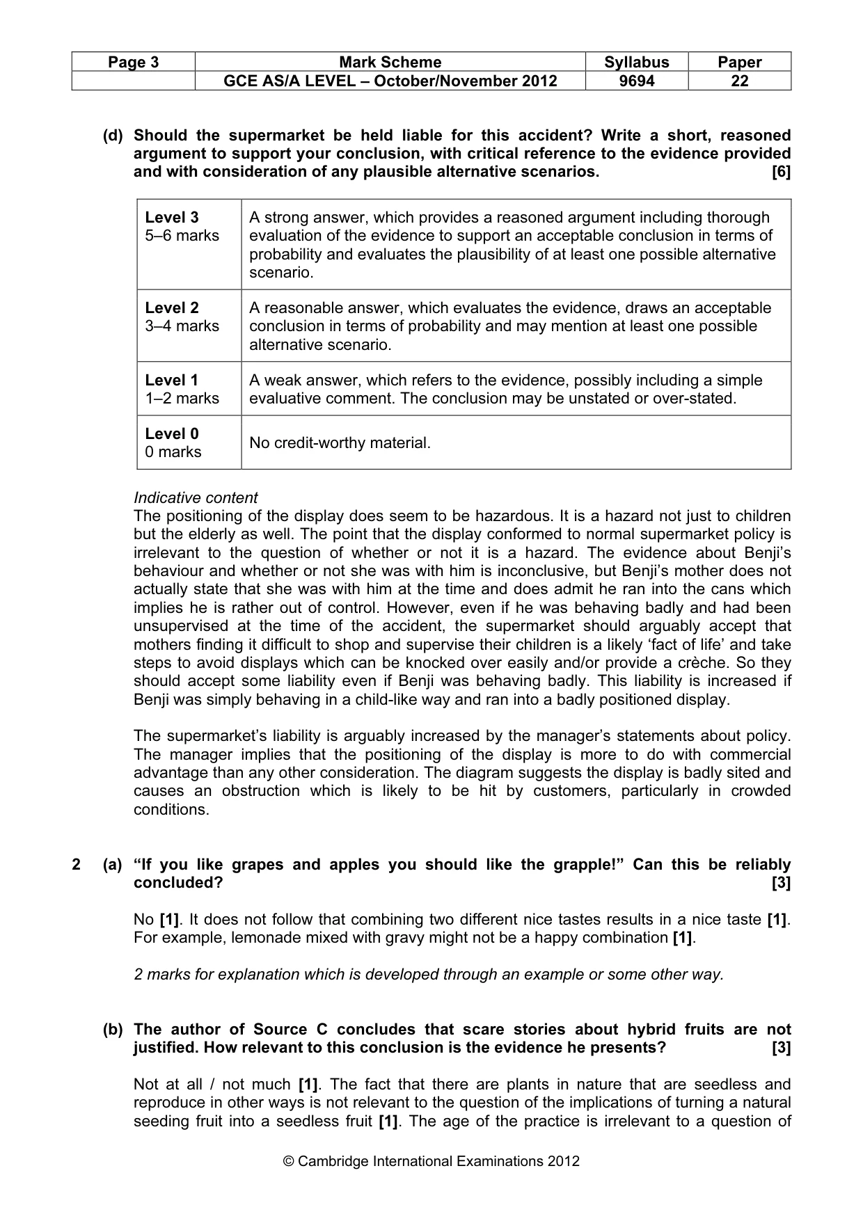 Mark scheme, page 3 of 7