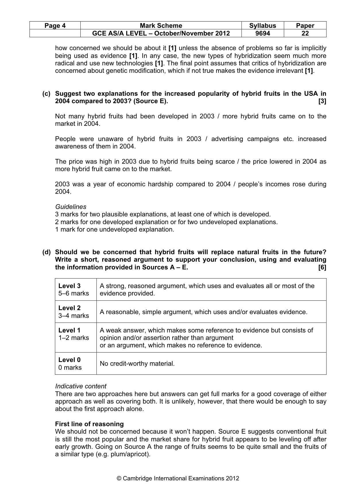 Mark scheme, page 4 of 7